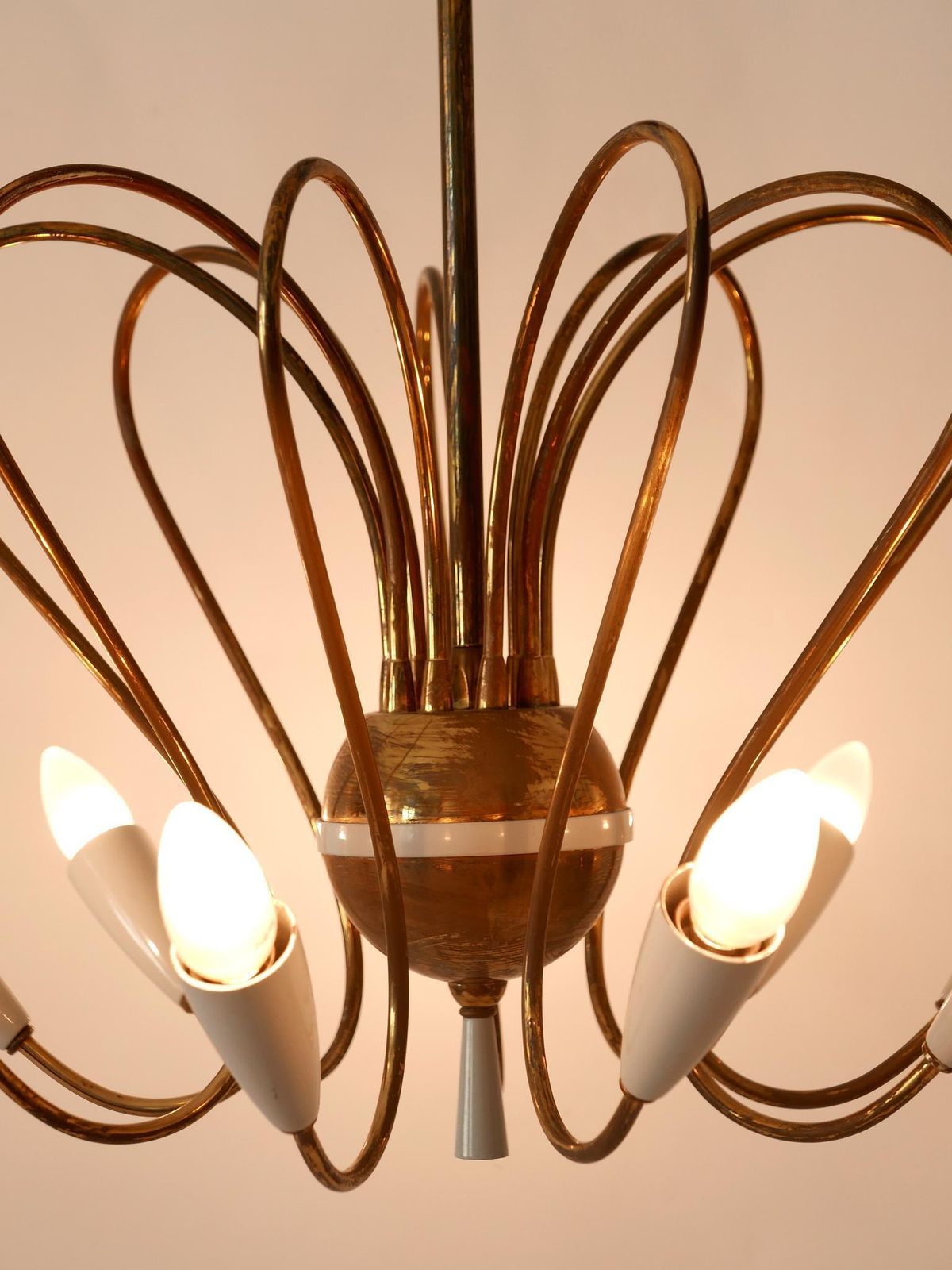 3982.0 Rare Mid Century Modern Nine Flamed Sputnik Chandelier Or Pendant Lamp, 1950s photo