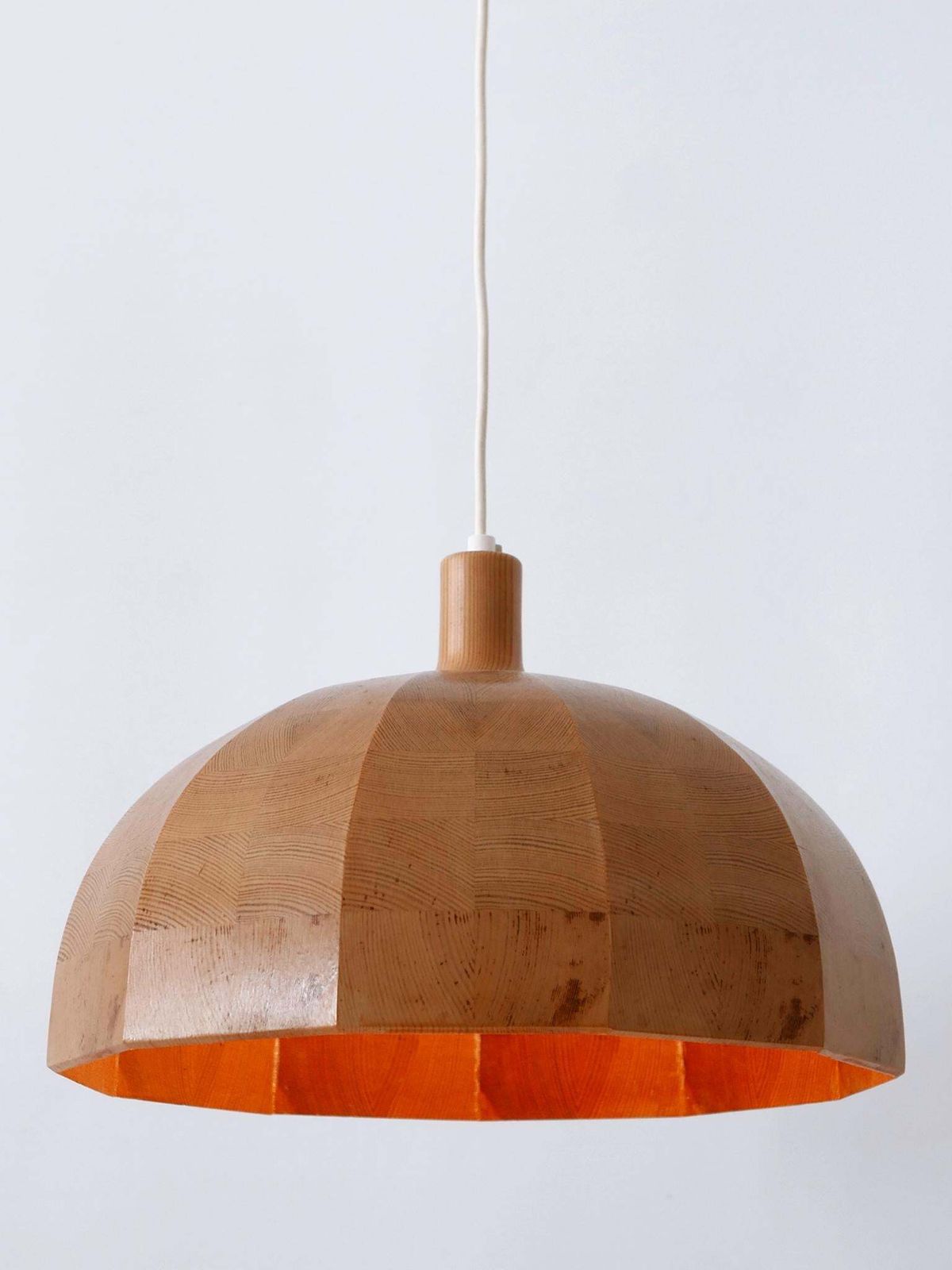 photo for sale Rare Mid Century Modern Pine Wood Pendant Lamp Or Hanging Light Sweden, 1960s