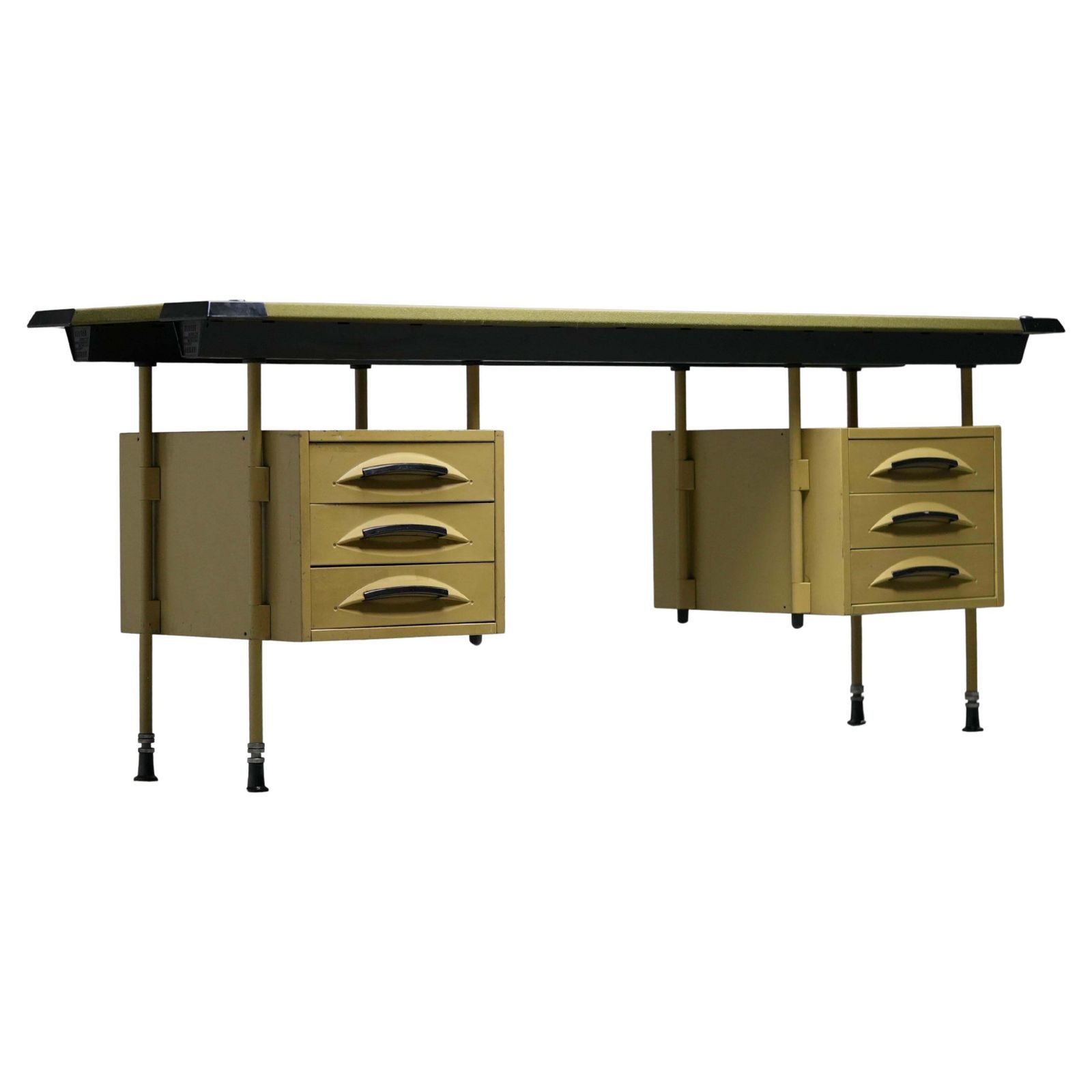 Studio Bbpr For Olivetti "Spazio" Desk With An Olive Felt Top, Italy, 1960's