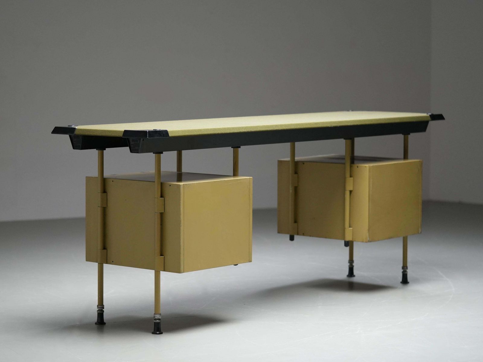 Studio Bbpr For Olivetti "Spazio" Desk With An Olive Felt Top, Italy, 1960's photo vintage