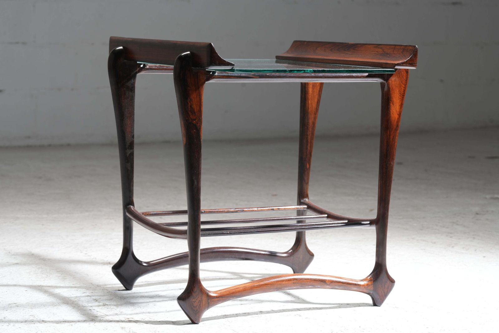photo furniture Side Table By Giuseppi Scapinelli, In Wood And Glass, Brazil, 1950's