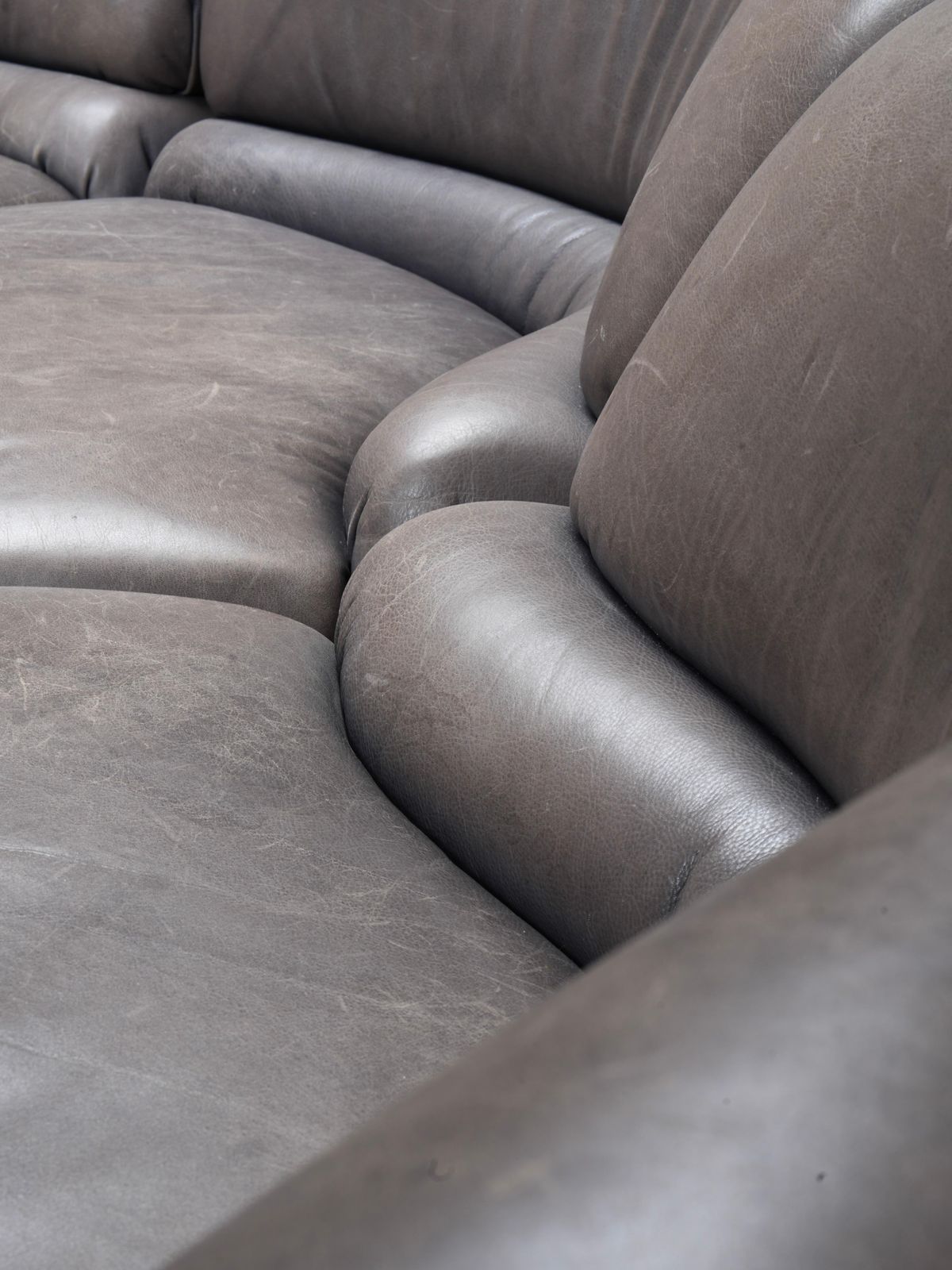De Sede 'Cosmos' Ds28 Modular Sofa In Grey / Brown Leather, Switzerland, 1970's photo vintage