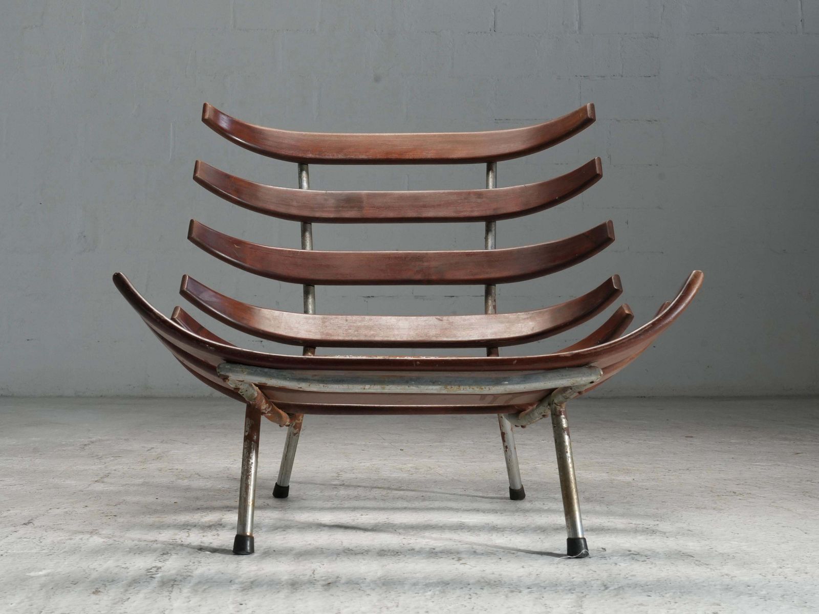 Rib Chair In Teak And Metal, Brazil, 1950's photo vinterior