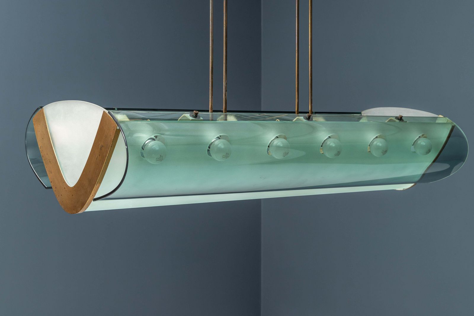 Max Ingrand Fontana Arte No 2296 Ceiling Lamp In Glass, Brass And Metal, 1964 photo Lighting