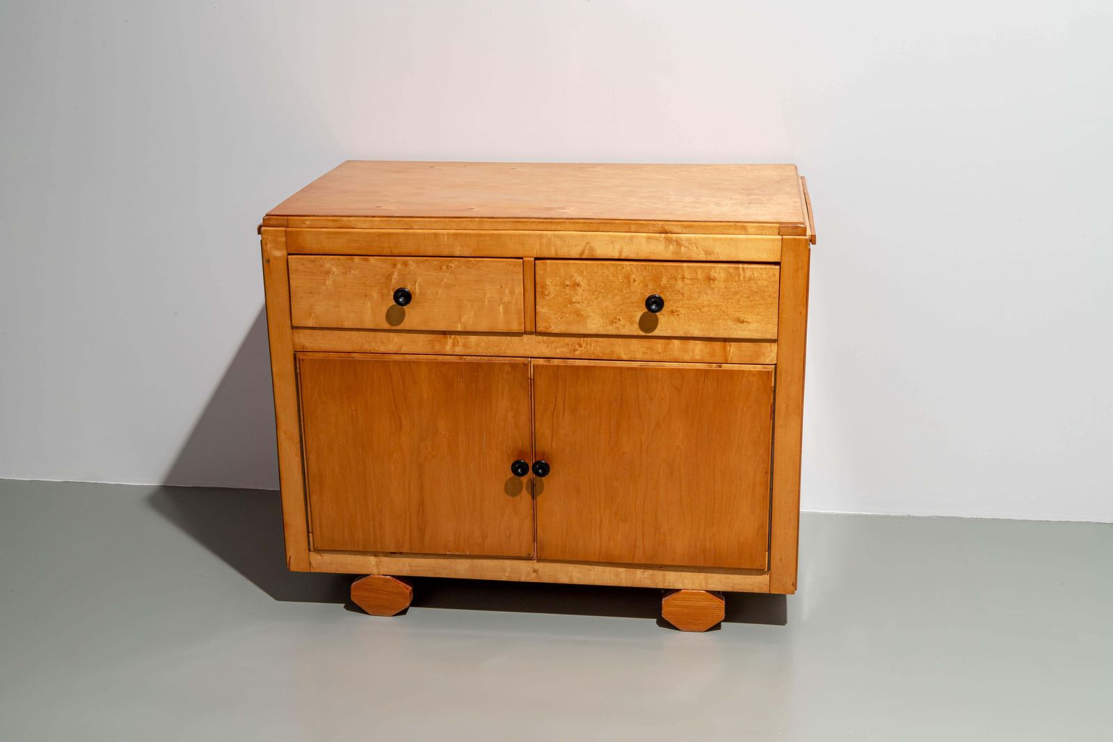 Small French Two Door Cabinet With Extractable Side Leafs In Wood, 1970's photo for sale