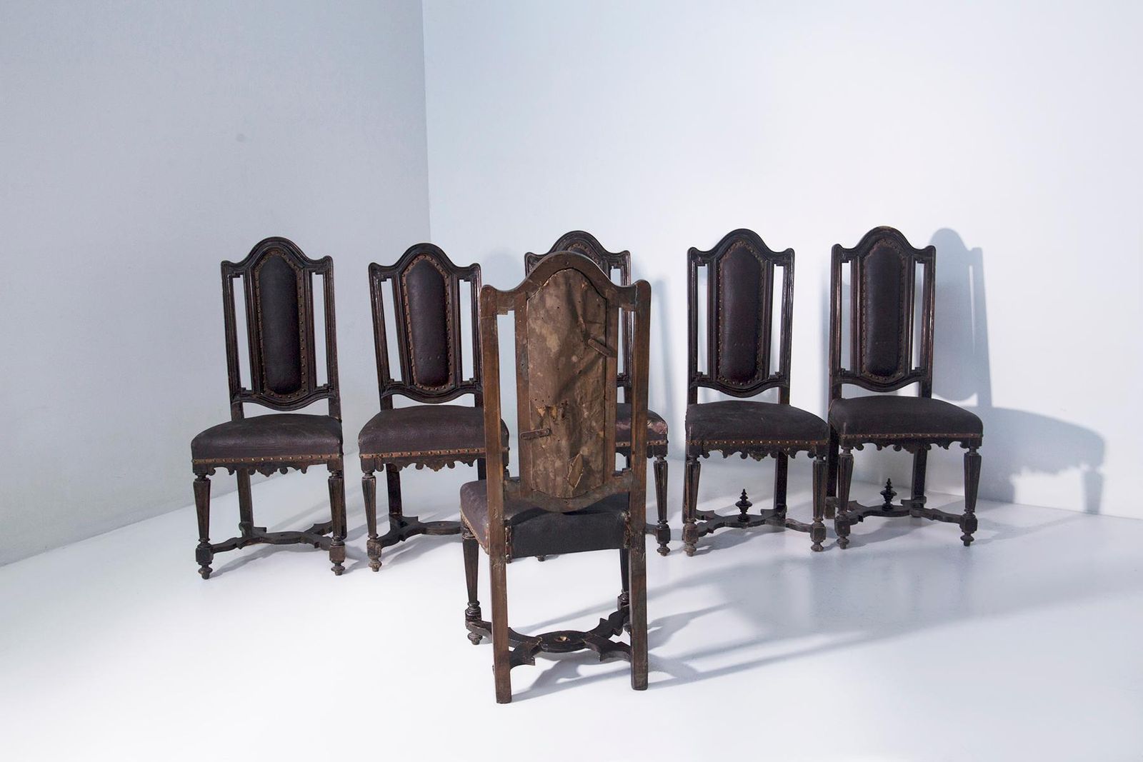 Set Of Six Antique Italian 17th 18th Century Rocchetto Chairs photo Furniture