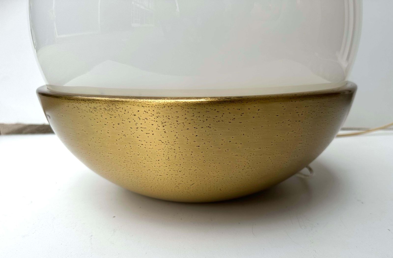 Ball Lamp Brass And Opaline Murano Glass.  Italy, 1970s photo 2036.0
