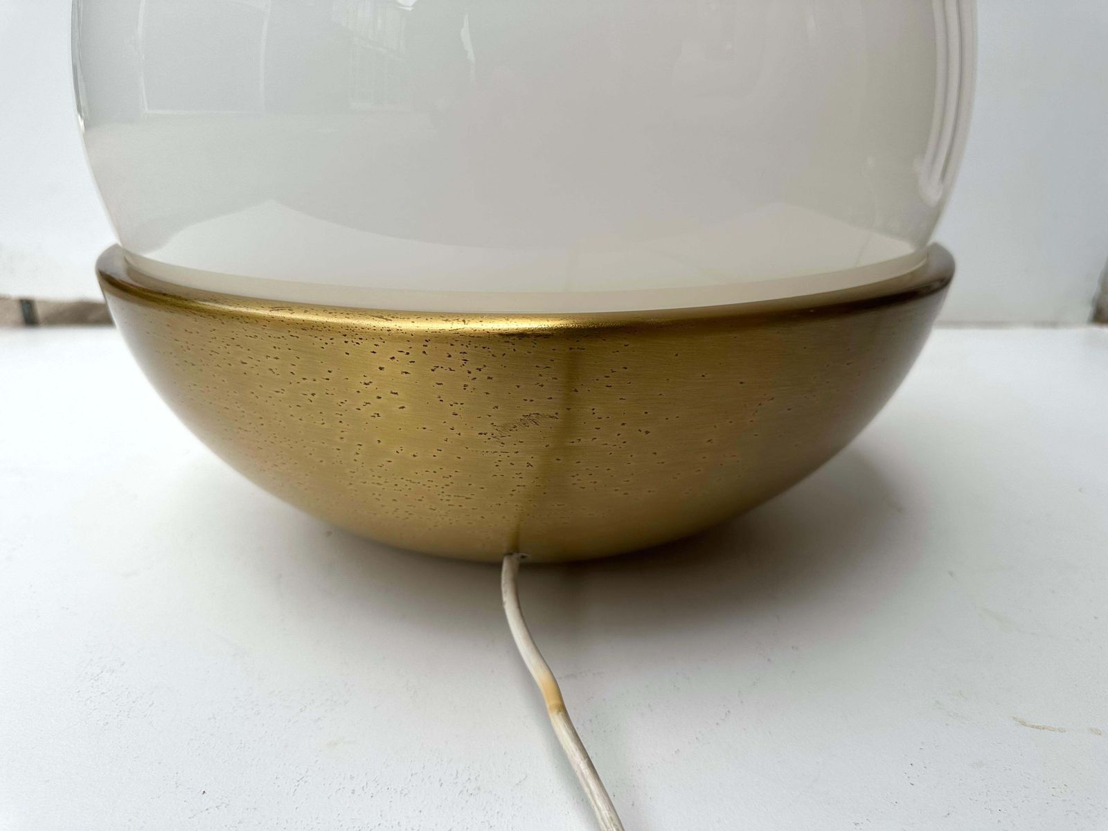 Ball Lamp Brass And Opaline Murano Glass.  Italy, 1970s photo buy