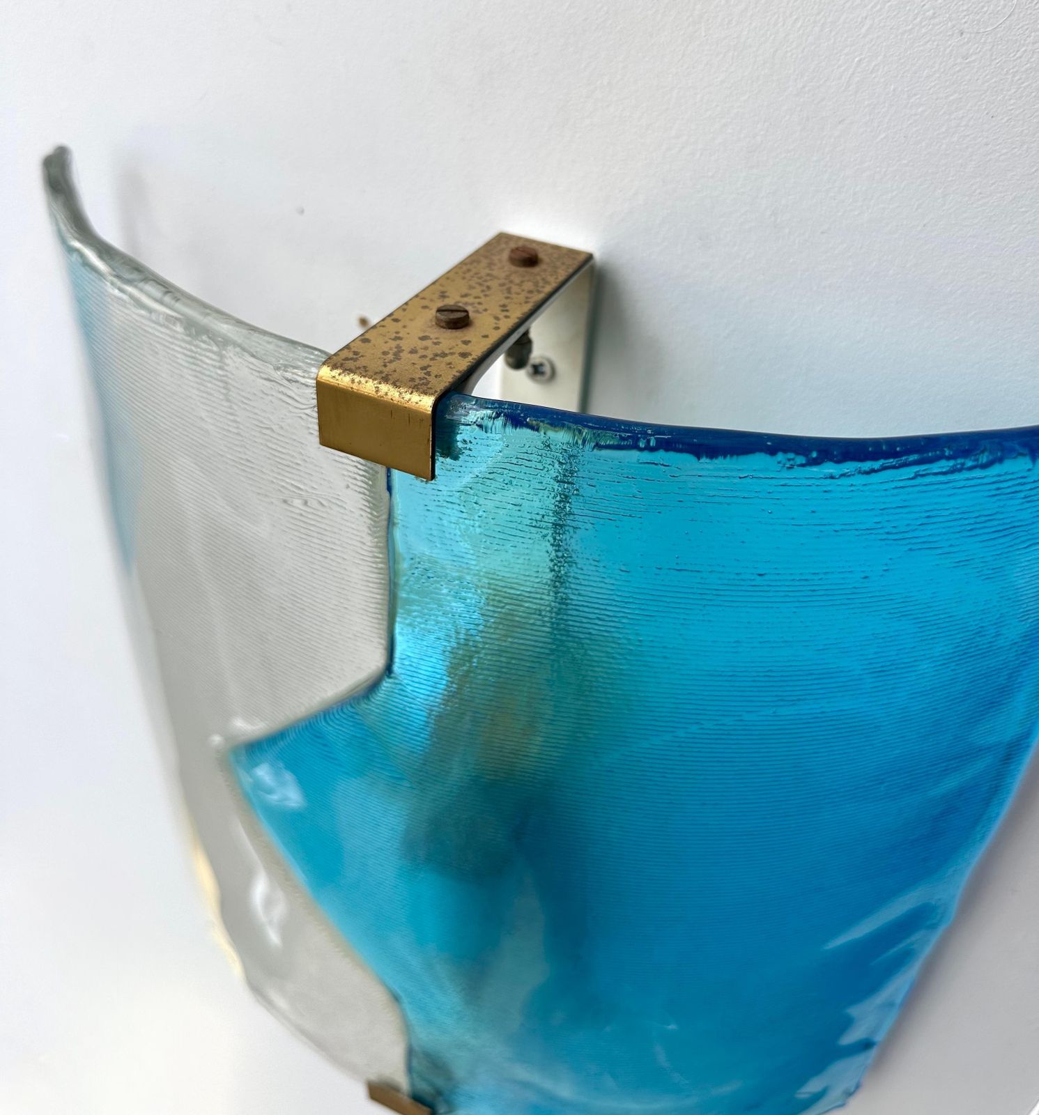 photo for sale Pair Of Sconces Blue Murano Glass By I Tre, Italy, 1970s