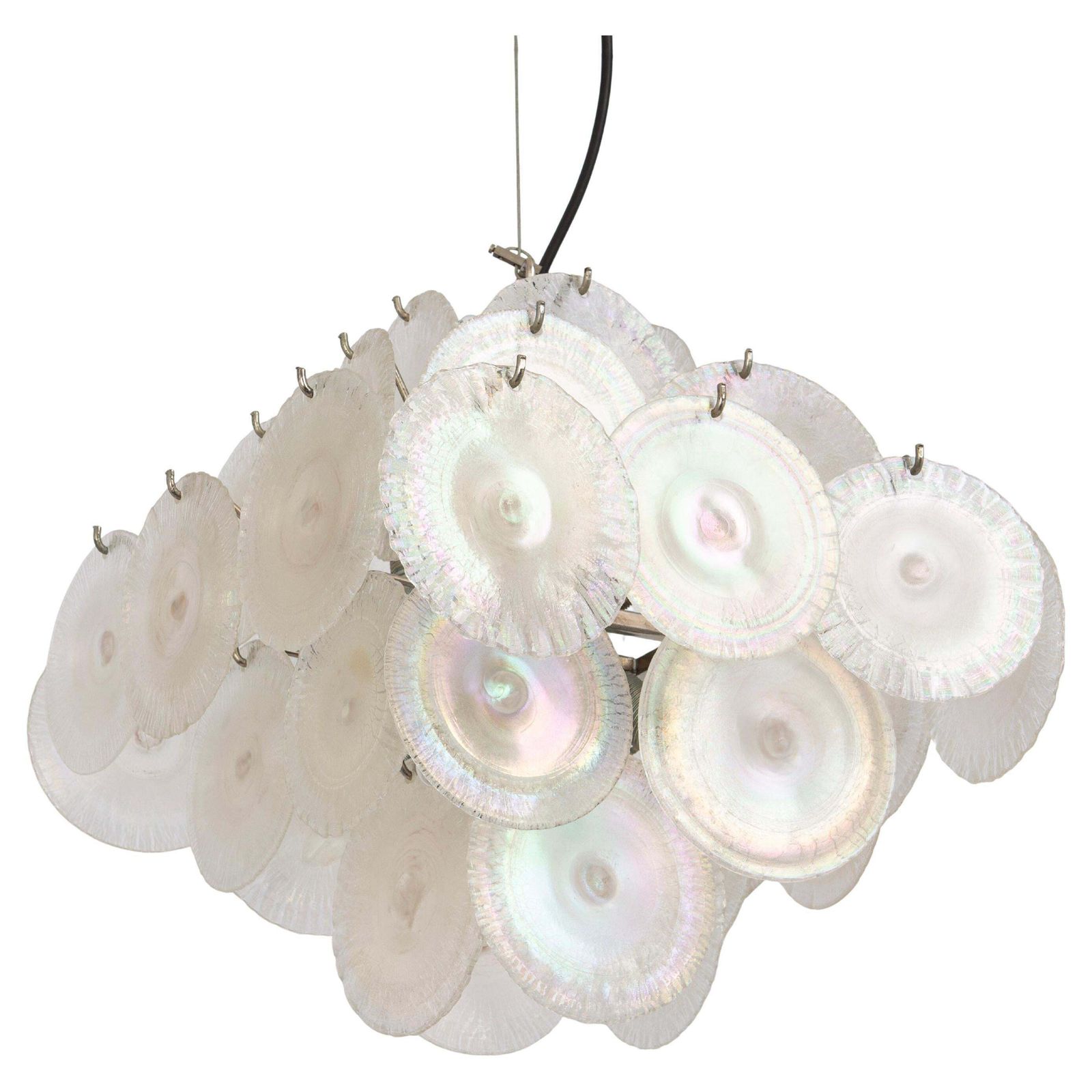 Vistosi Disc Murano Glass Disc Chandelier By Mazzega , Italy, 1960s