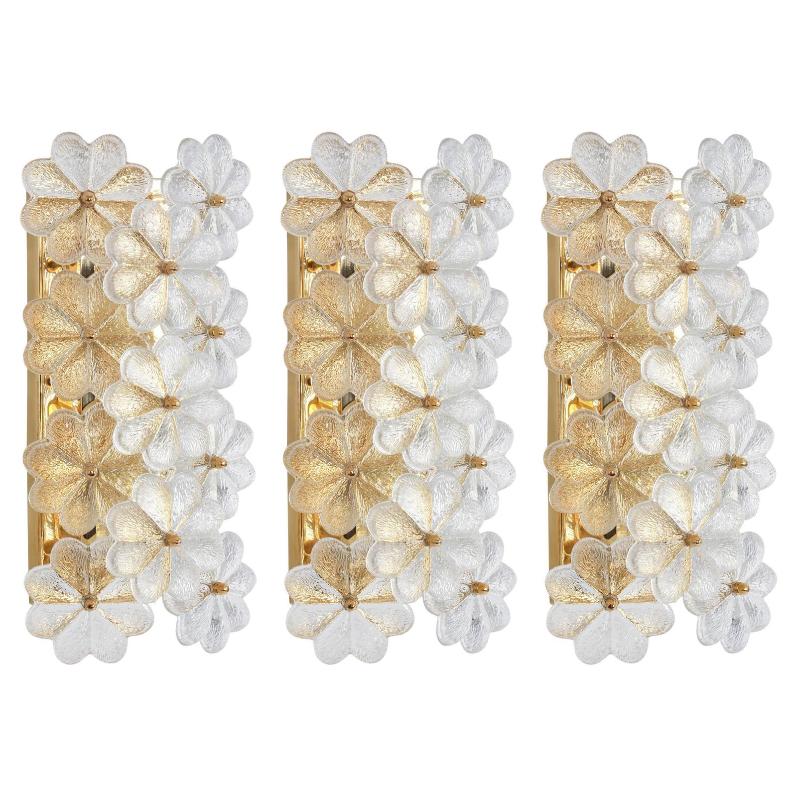 1 Of 2 Stunning Murano Glass Flower Wall Lights By Ernst Palme, Germany, 1970s