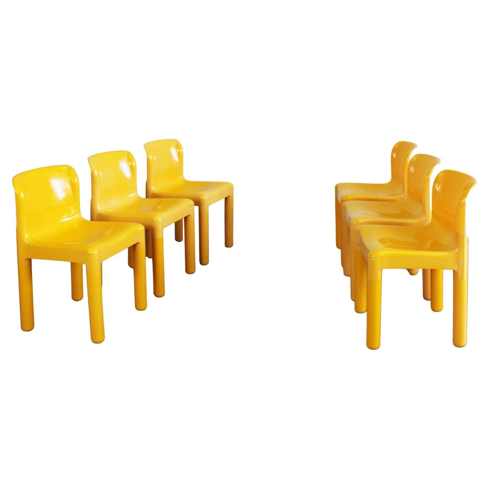 Carlo Bartoli Set Of Six 4875 Chairs In Plastic By Kartell 1980s