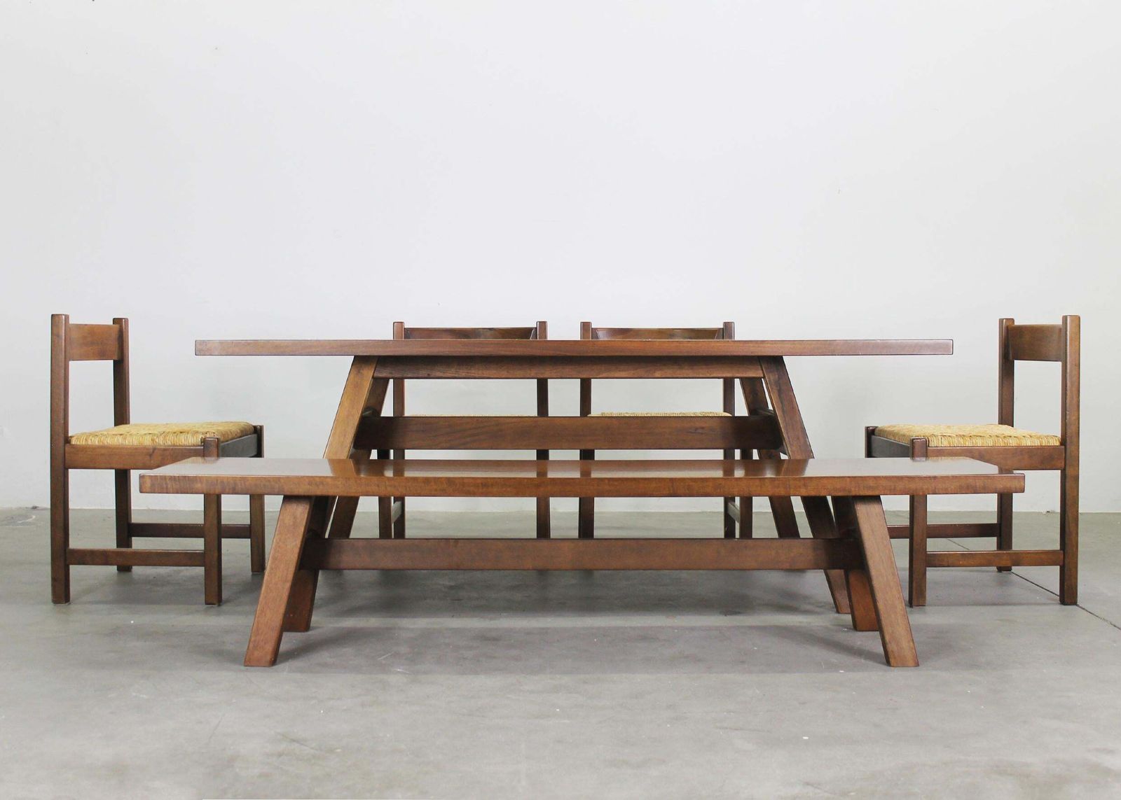 Giovanni Michelucci Dining Room Set With Table Bench And Chairs By Poltronova photo furniture