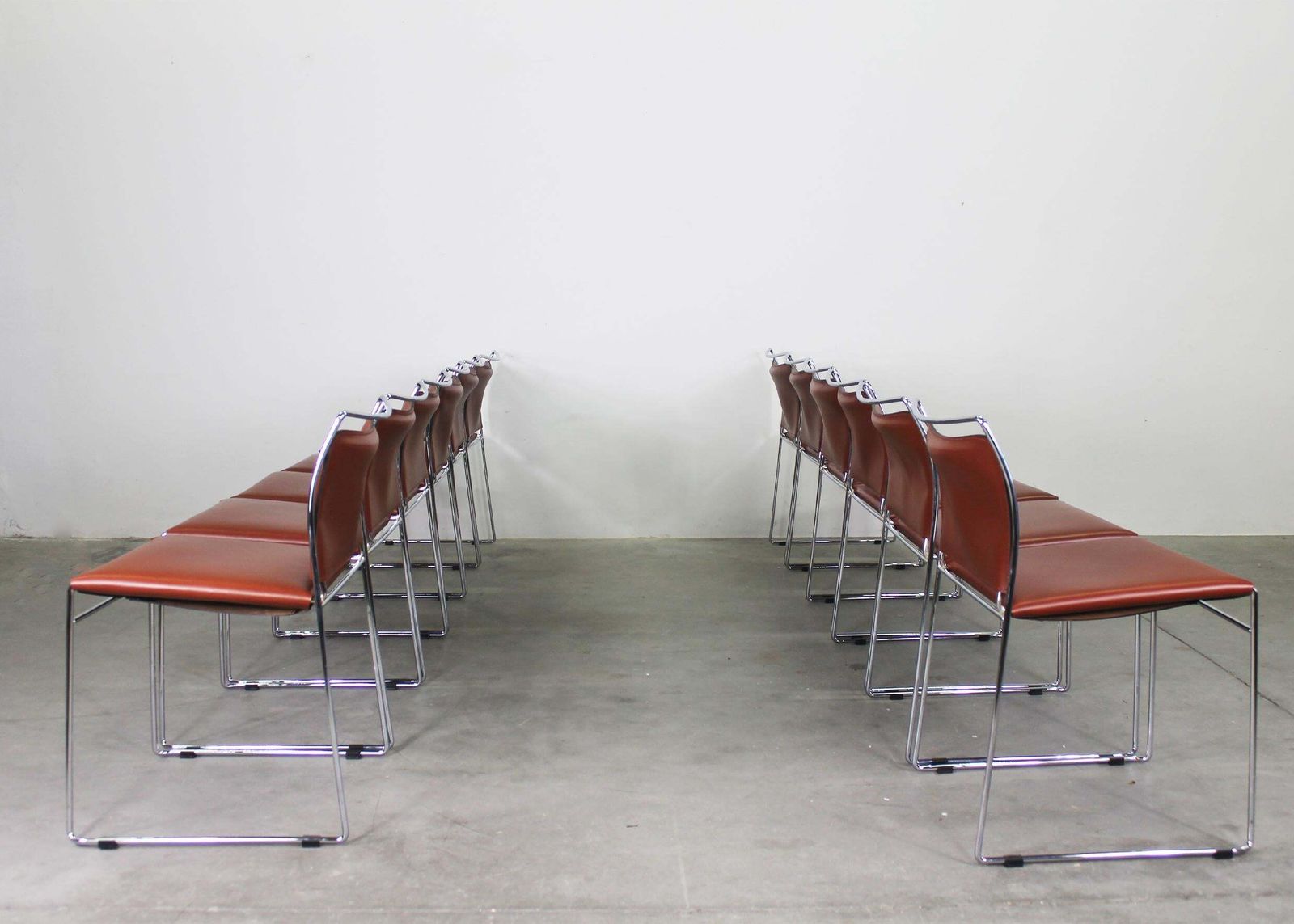 Kazuhide Takahama Set Of Twelve Tulu Chairs In Leather And Steel By Simon Gavina photo 13067.0