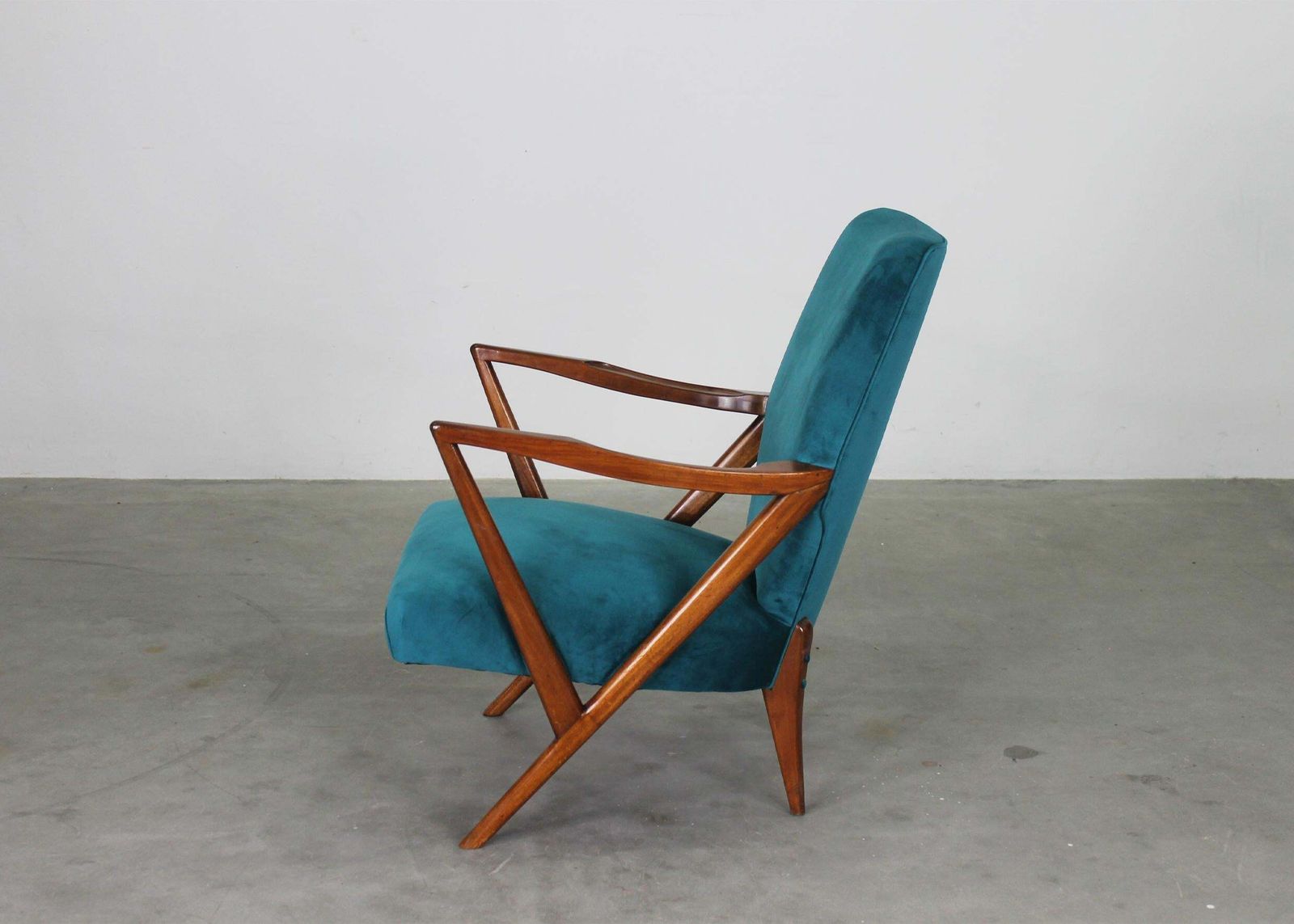 photo furniture Giuseppe Scapinelli Set Of Two Armchairs In Walnut Wood And Fabric 1950s