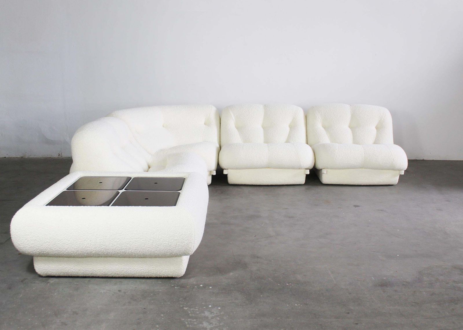 Rino Maturi Nuvolone Living Room Set In White Boucle By Mimo Padova 1970s Italy photo Furniture