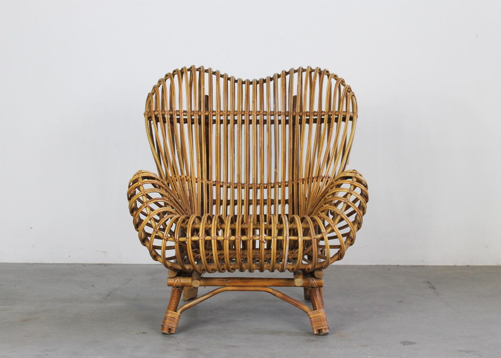 Franco Albini Gala Armchair In Rush And Rattan Cane By Bonacina 1951 photo furniture