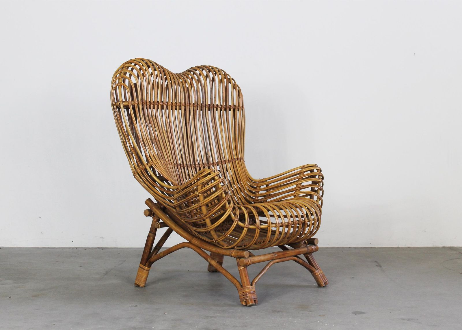 Franco Albini Gala Armchair In Rush And Rattan Cane By Bonacina 1951 photo vinterior