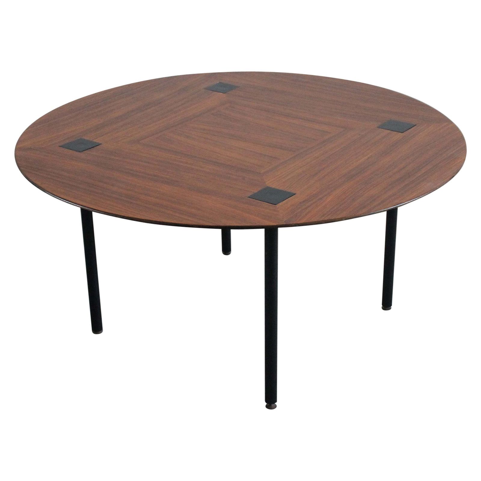 Ettore Sottsass T72 Round Table In Wood And Brass By Poltronova 1950s