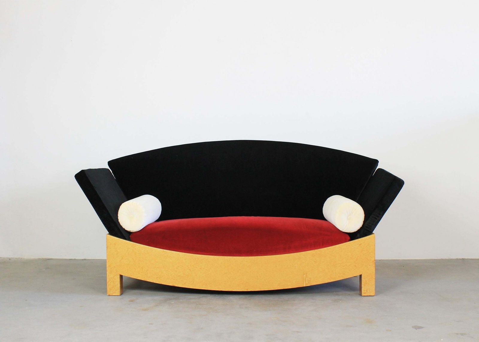 Hans Hollein Mitzi Sofa In Poplar And Wool Cloth By Poltronova 1981 photo furniture