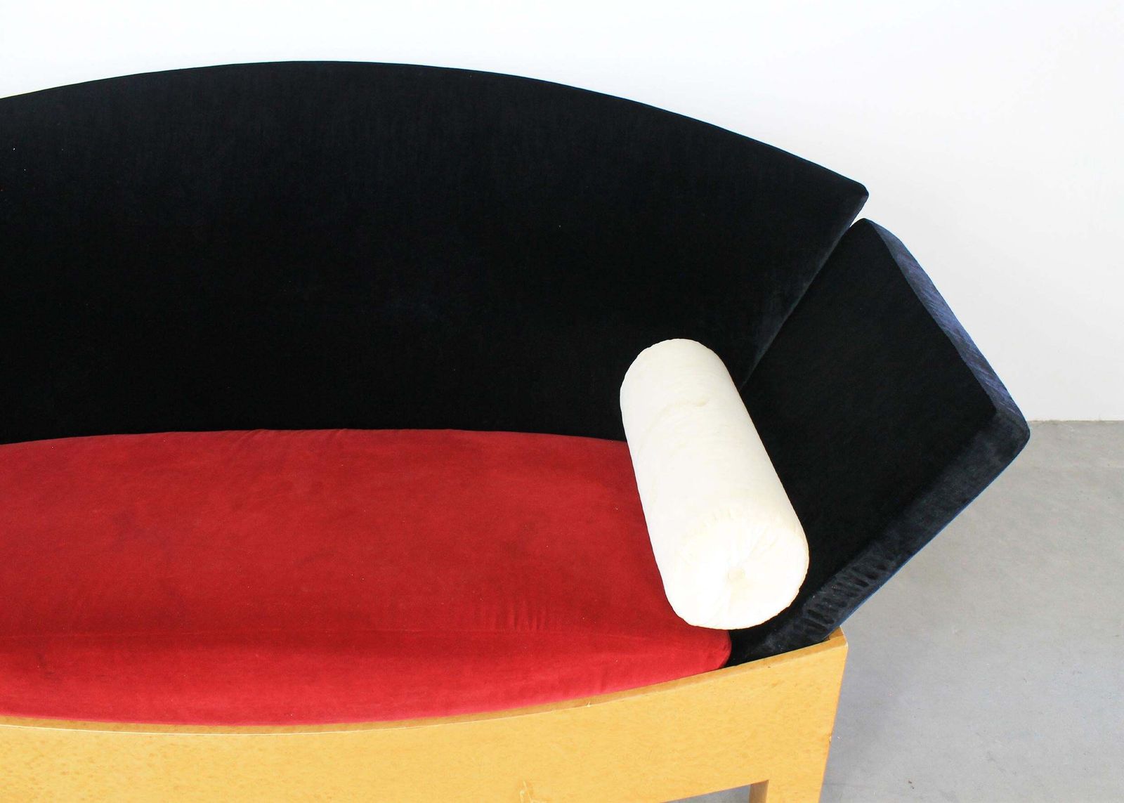 Hans Hollein Mitzi Sofa In Poplar And Wool Cloth By Poltronova 1981 photo buy