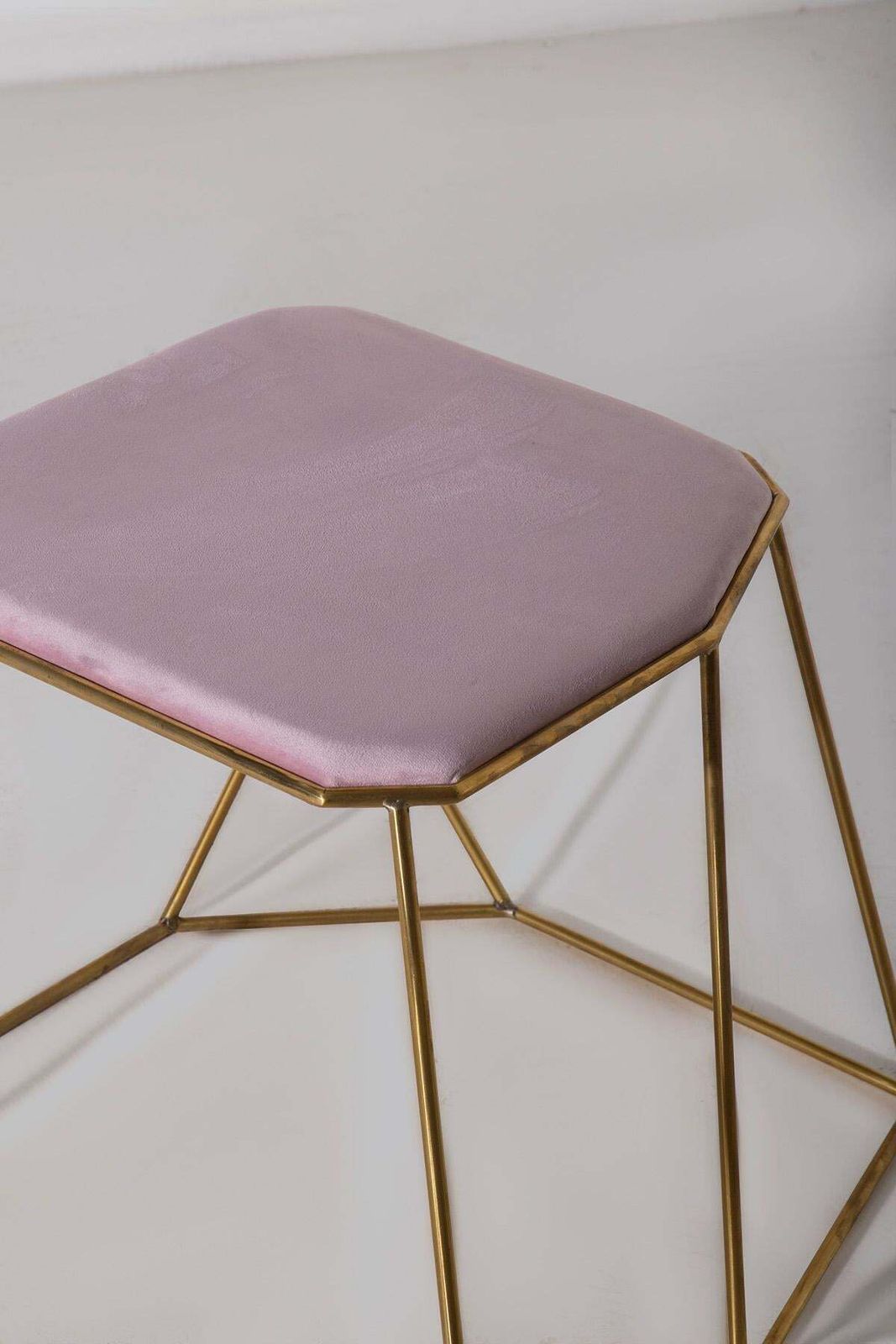Pair Of Contemporary Poufs In Pink Velvet photo furniture