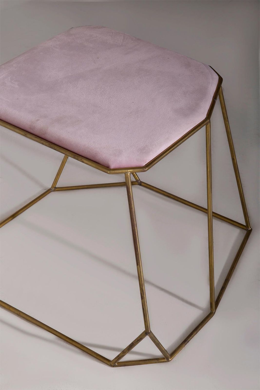 Pair Of Contemporary Poufs In Pink Velvet photo vinterior