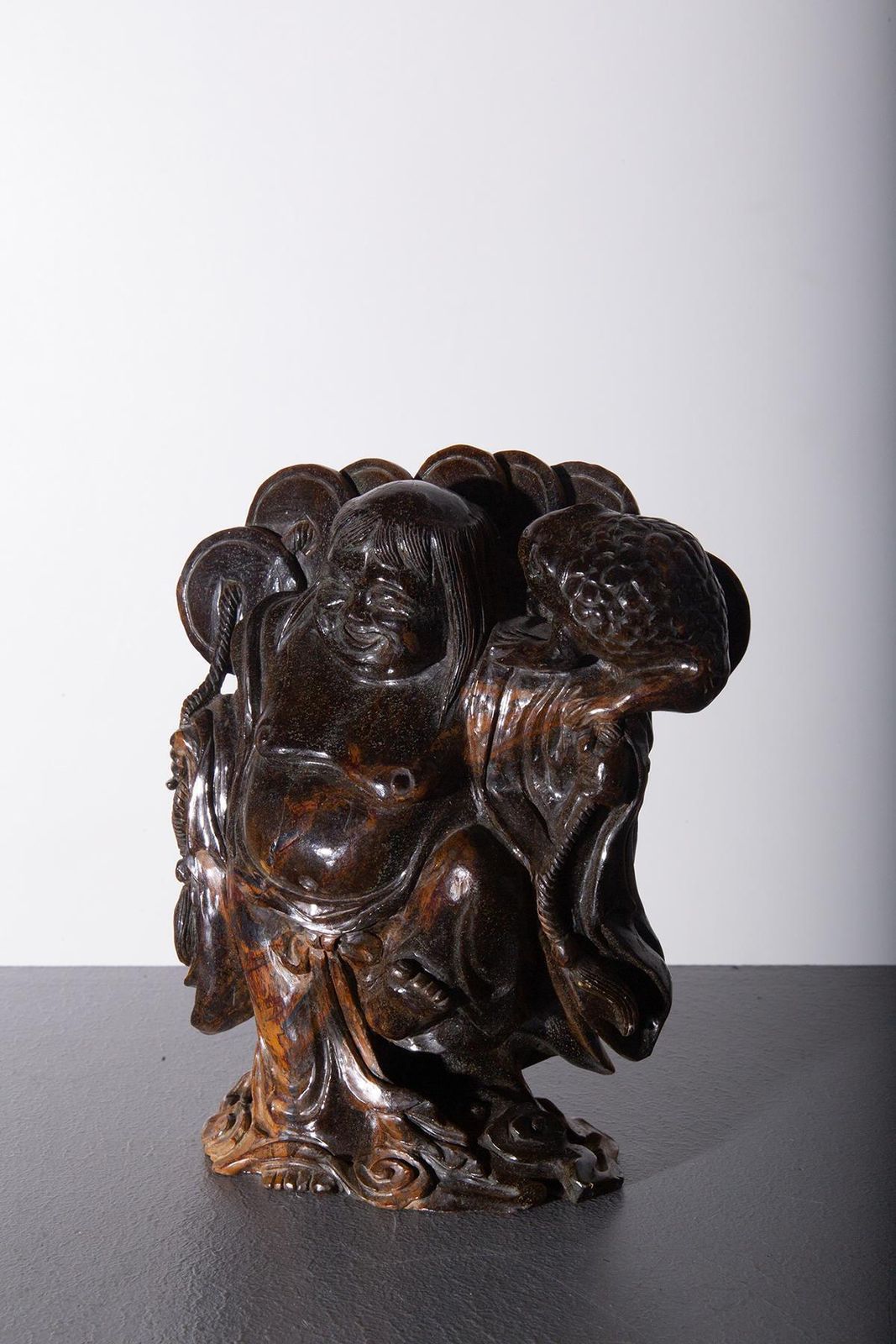 Budai Buddha Fine Wood Carving photo for sale