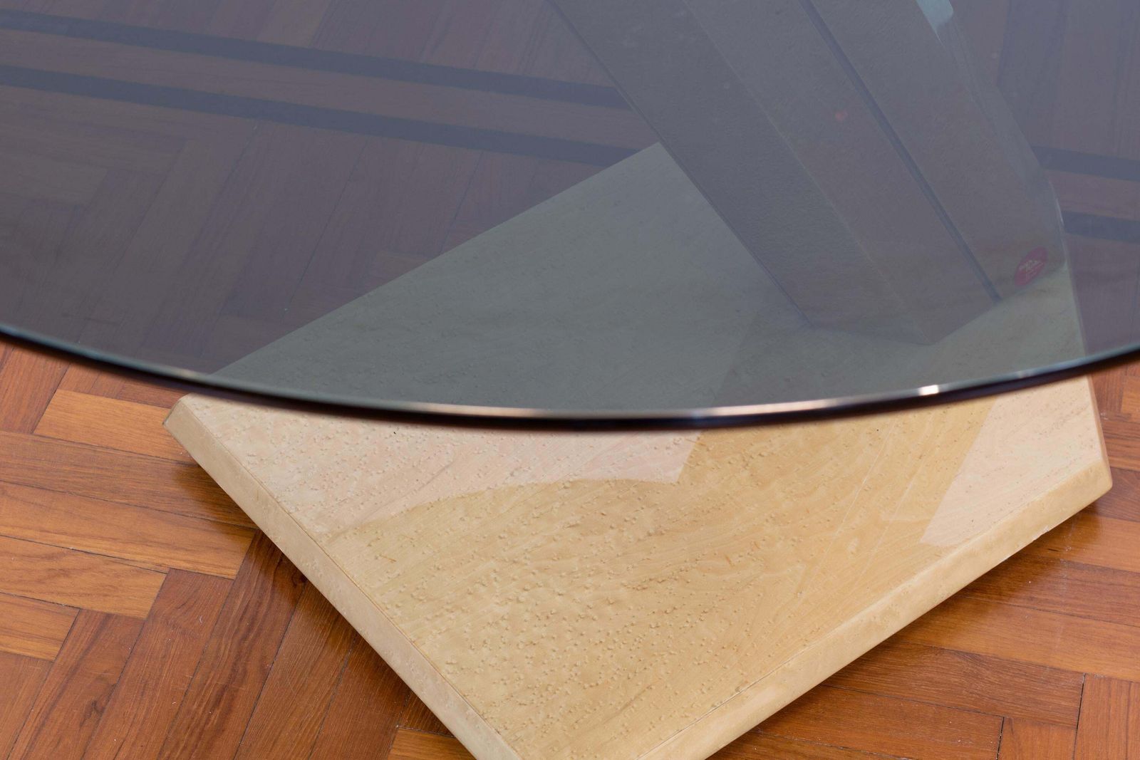Giovanni Offredi Sunny Round Table In Wood And Smoked Glass By Saporiti 1970s photo Furniture
