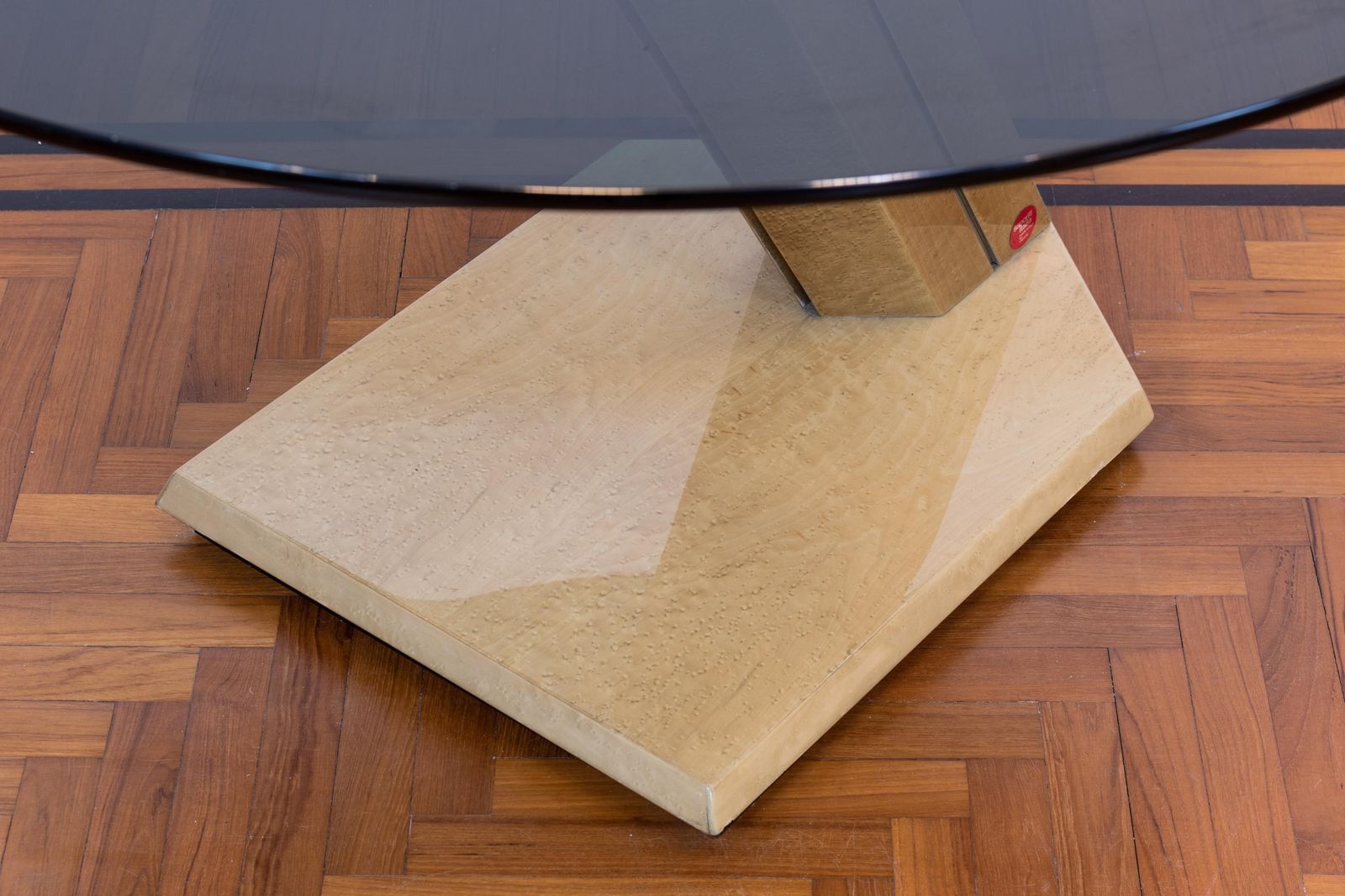 Giovanni Offredi Sunny Round Table In Wood And Smoked Glass By Saporiti 1970s photo 1732.0