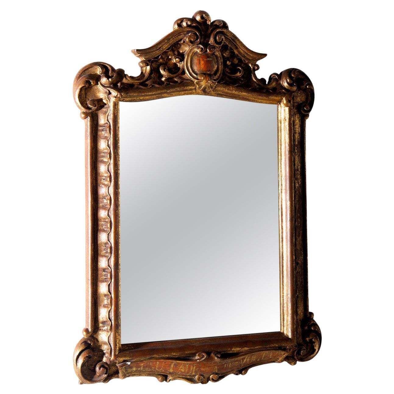 Antique Italian Mirror In Wood Gild From Via Crucis Series