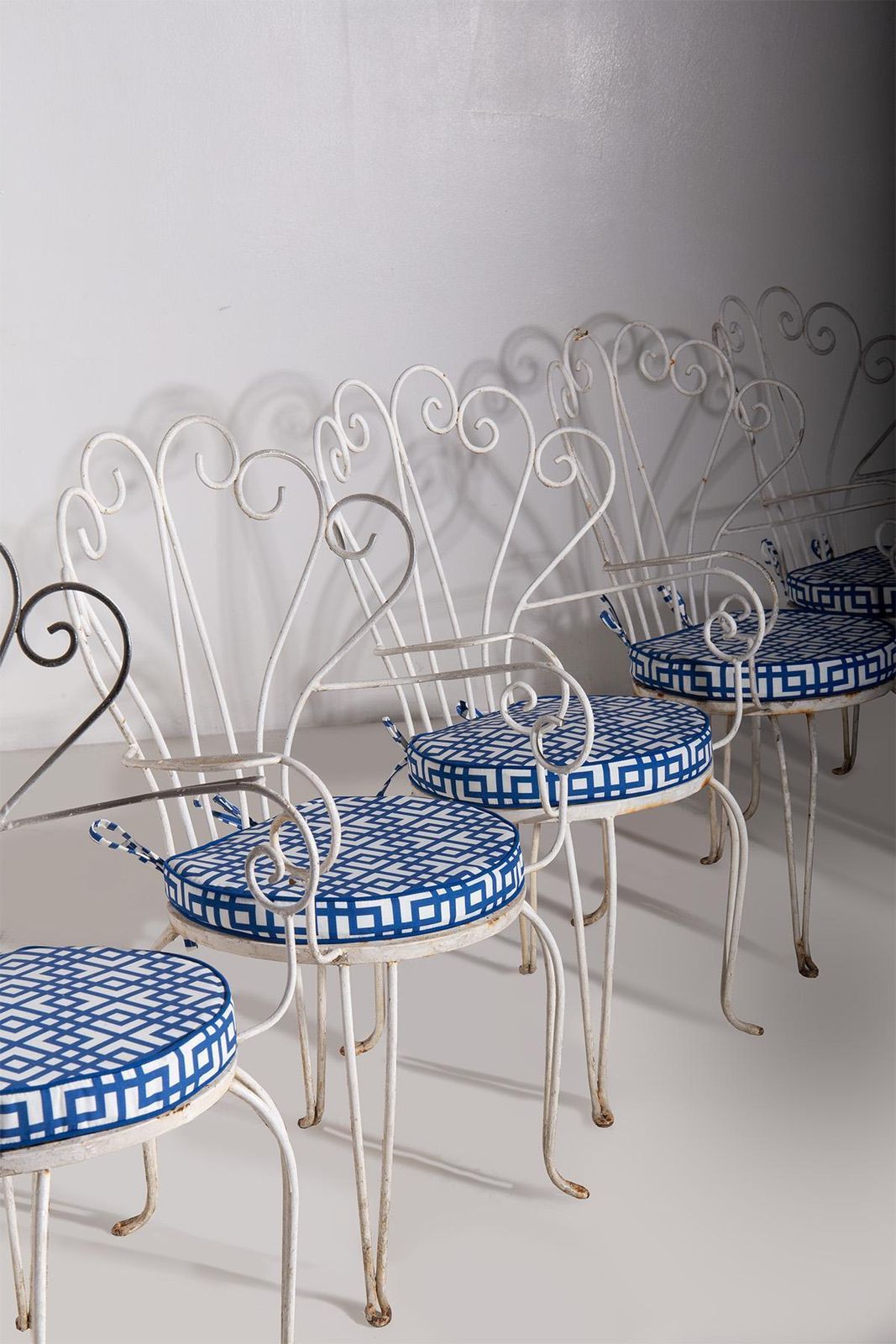 Italian Set Of Five Painted Iron Garden Chairs photo Garden Furniture