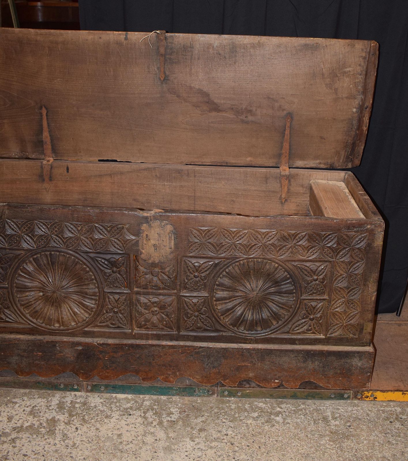 Furniture 17th Century Antique French Oak Trunk From The Gothic Period photo