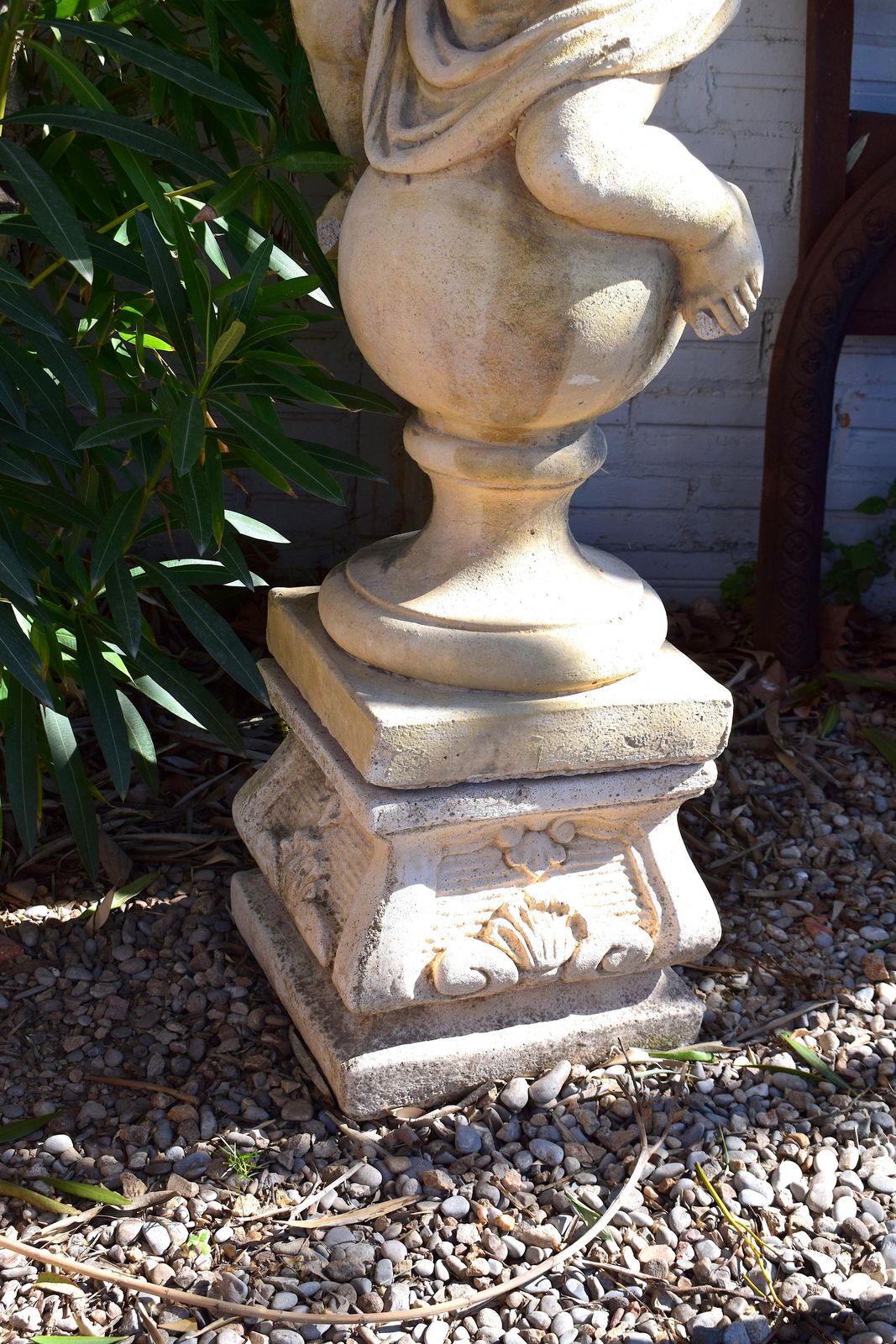 Pair Of 20th Century Garden Cherubs On Square Plinths photo buy