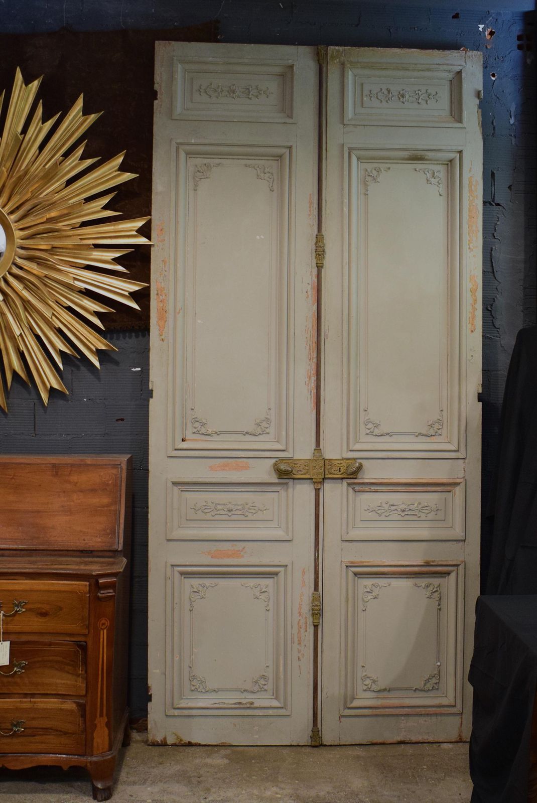 Large Set Of Napoleon III French Antique Exterior Doors With Carved Panels photo for sale