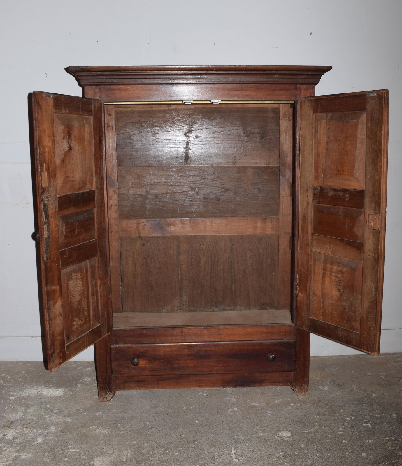 Louis Philippe Solid Walnut Armoire Wardrobe With A Single Draw photo for sale