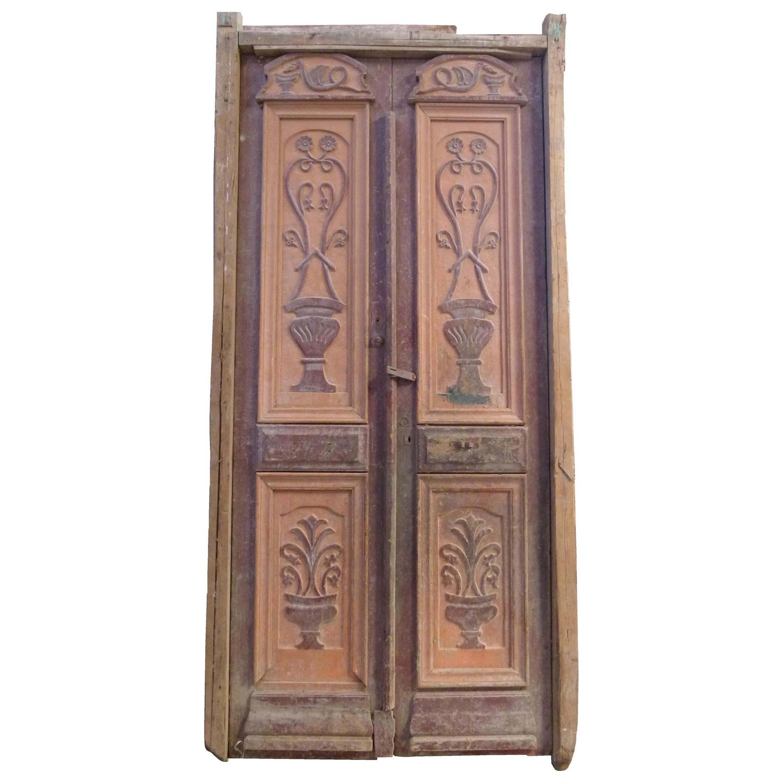 Wooden Double Front Door In Art Nouveau Style