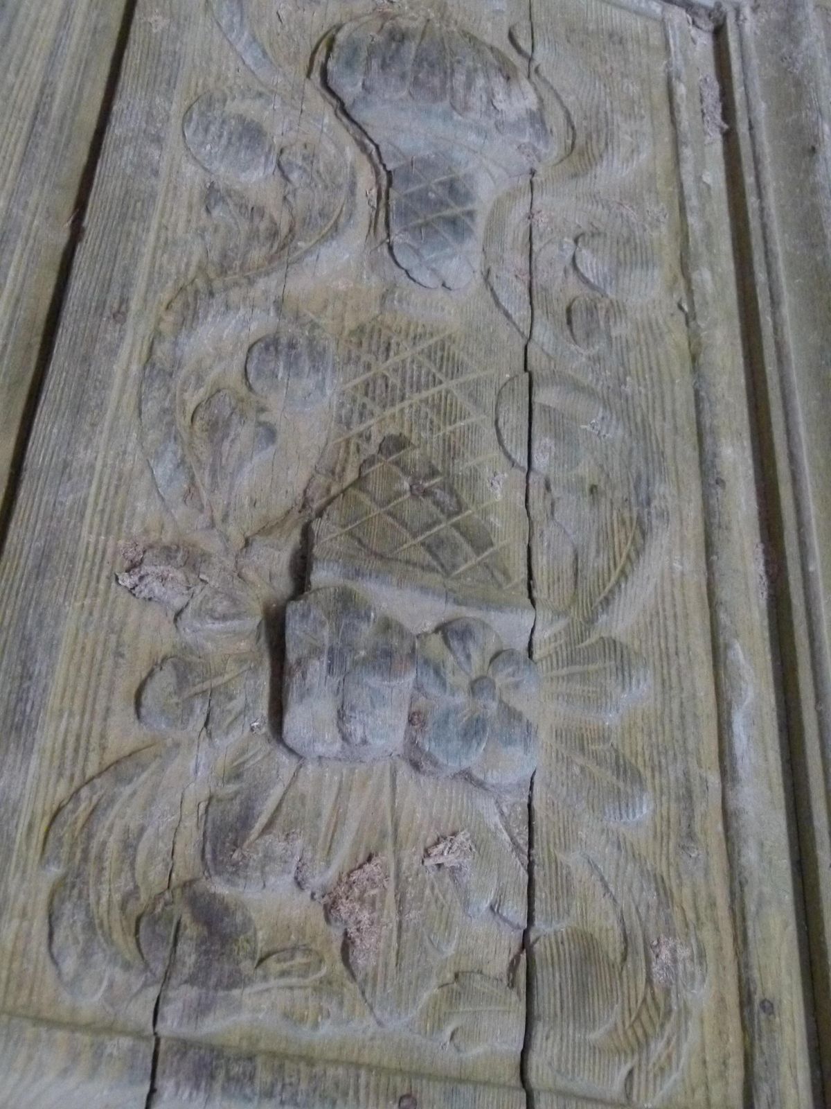 19th Century Wooden Double Front Door In Art Nouveau Style photo vintage