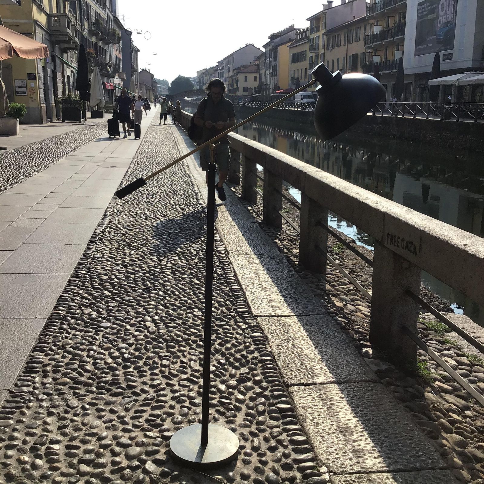 Stilnovo Floor Lamp Adjustable Marbre Brass Metal 1950 Italy photo Lighting