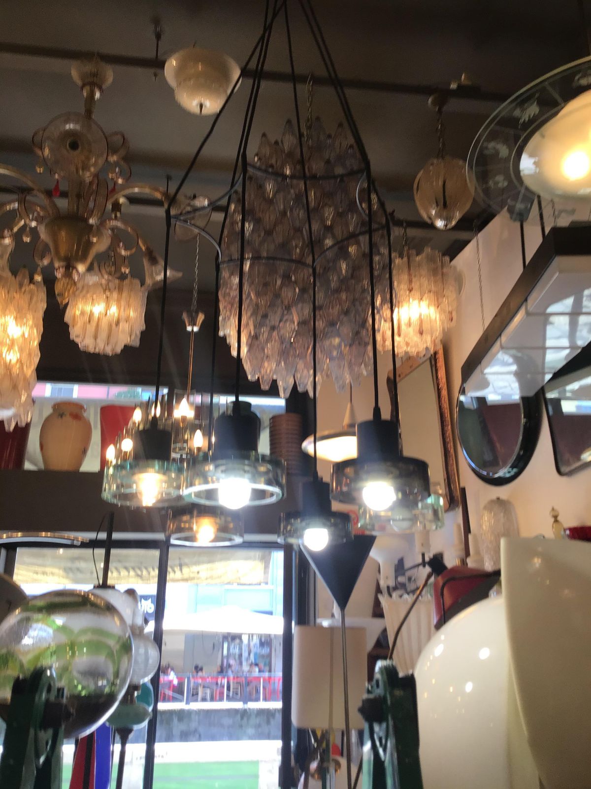 photo furniture Seguso Flavio Poli Chandelier N 6 Light Adjustable Glass Metal 1960 Italy