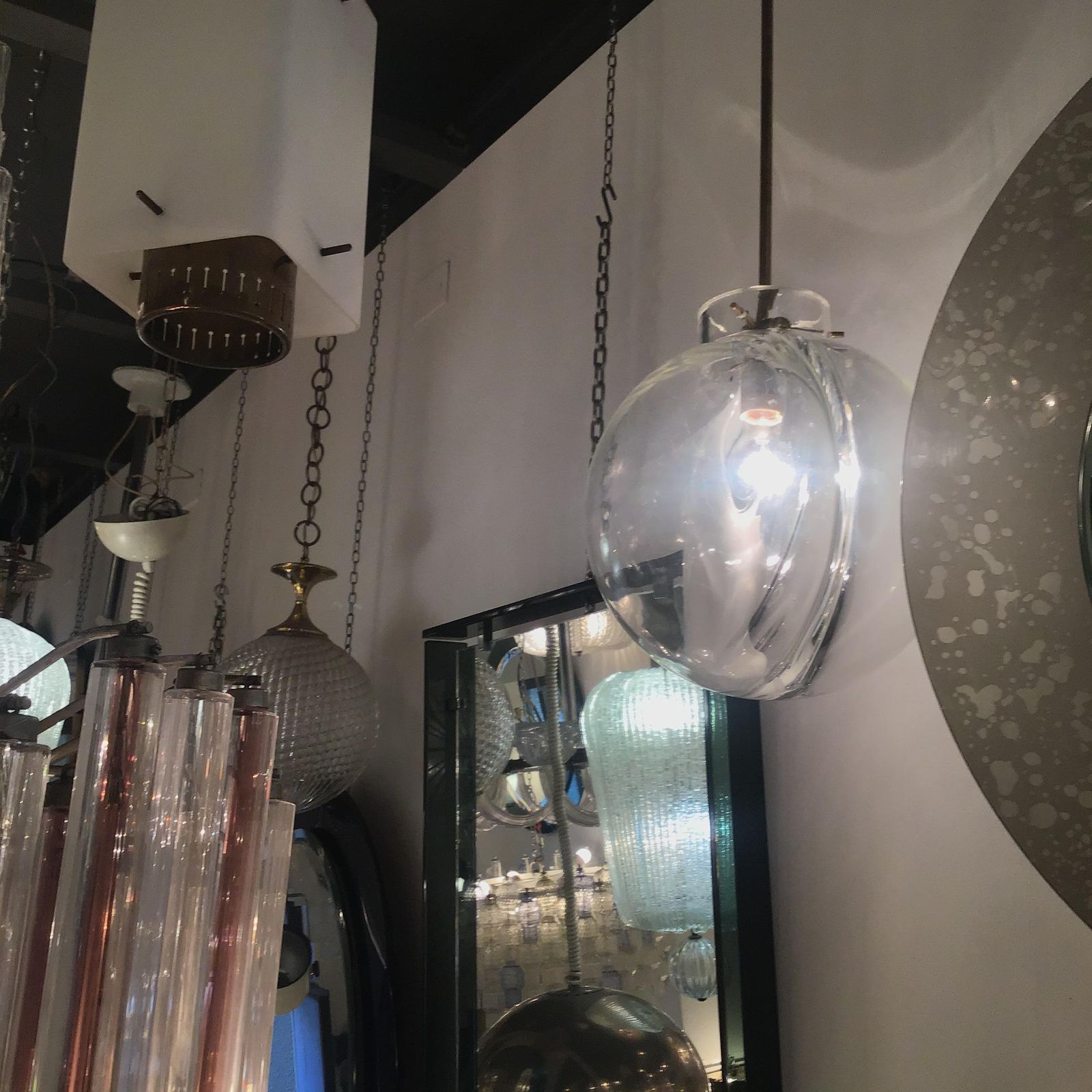 Stilnovo Chandelier Brass Opaline Glass 1950 Italy photo furniture