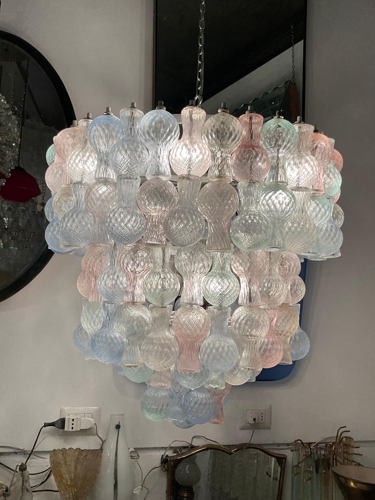 Lighting Seguso    Chandelier Murano Glass   Made In Italy 1950. photo
