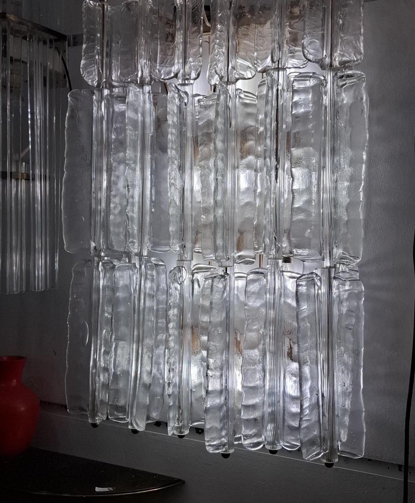 Lighting Venini Toni Zuccheri Sconces Muranoglass Metal Crome Iron 1950 Italy photo