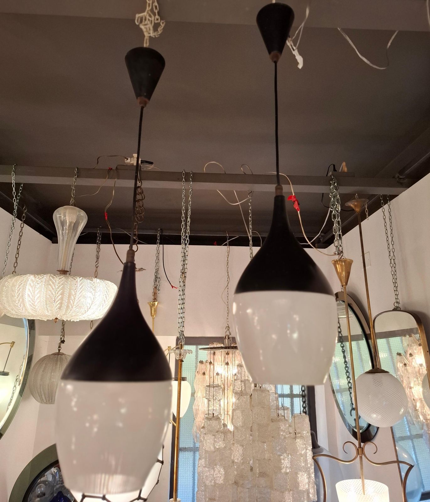 Stilnovo N 2 Chandelier Glass Brass ..1960 Italimetal 1950 Italy photo Lighting