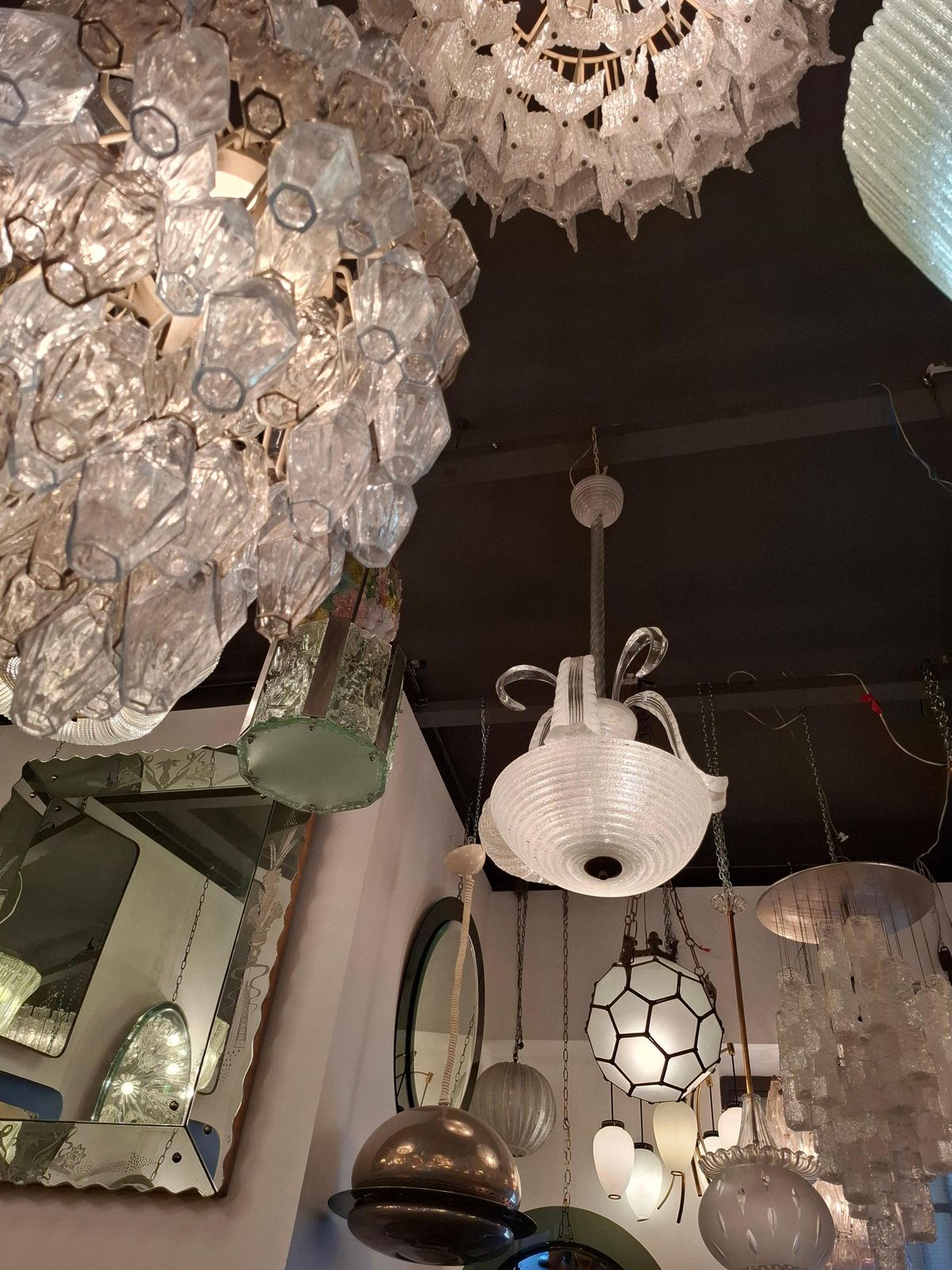 Barovier E Toso Chandelier Vetro Pulegoso Ottone 1940 Italia photo furniture