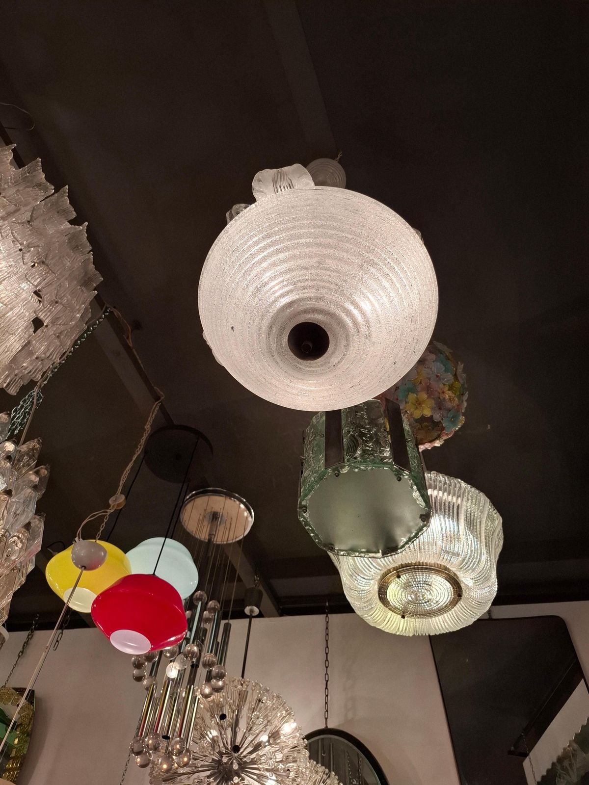 Barovier E Toso Chandelier Vetro Pulegoso Ottone 1940 Italia photo 3033.0
