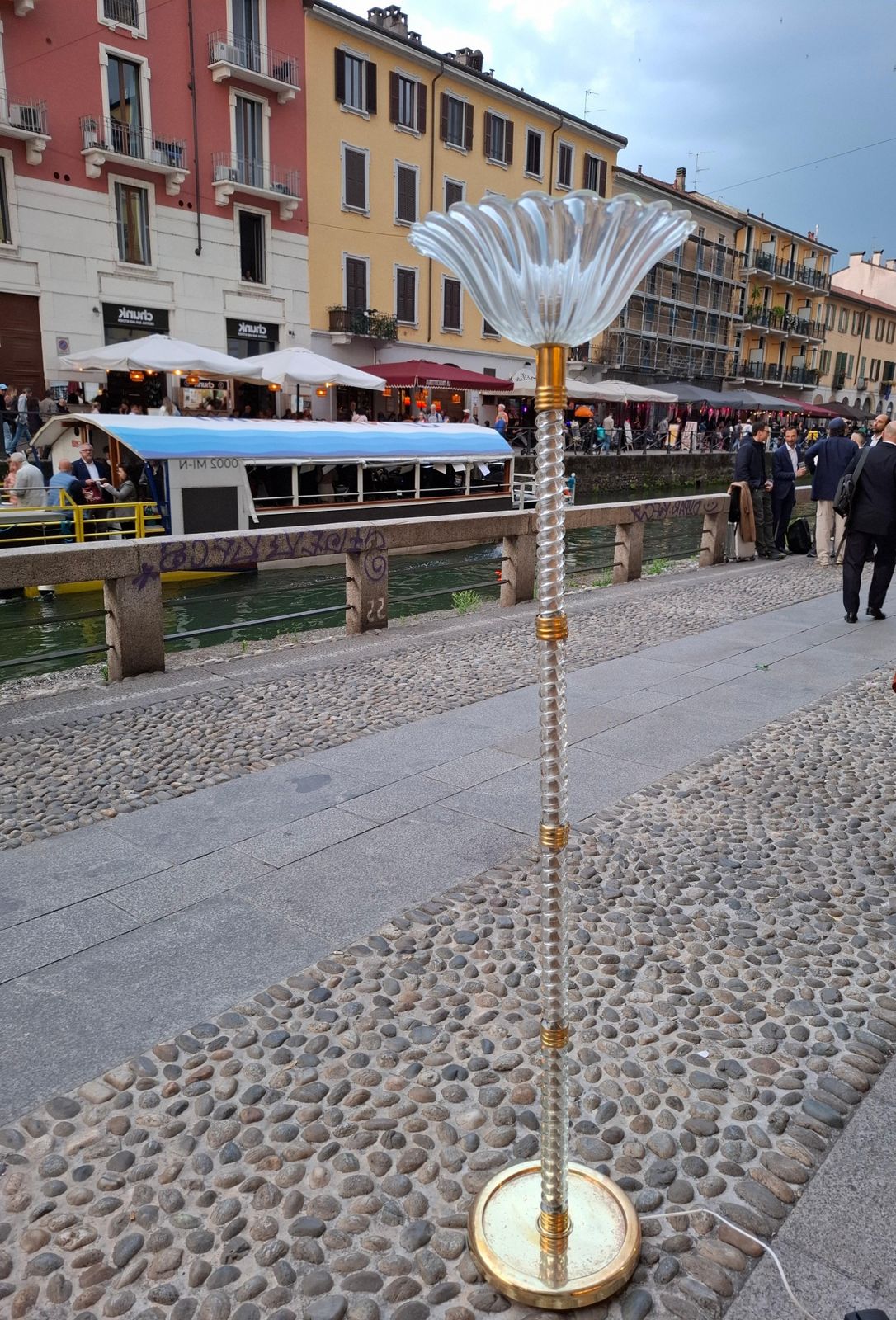 Seguso Lampada Da Terra Vetro Di Murano Ottone 1950 Italy photo Lighting