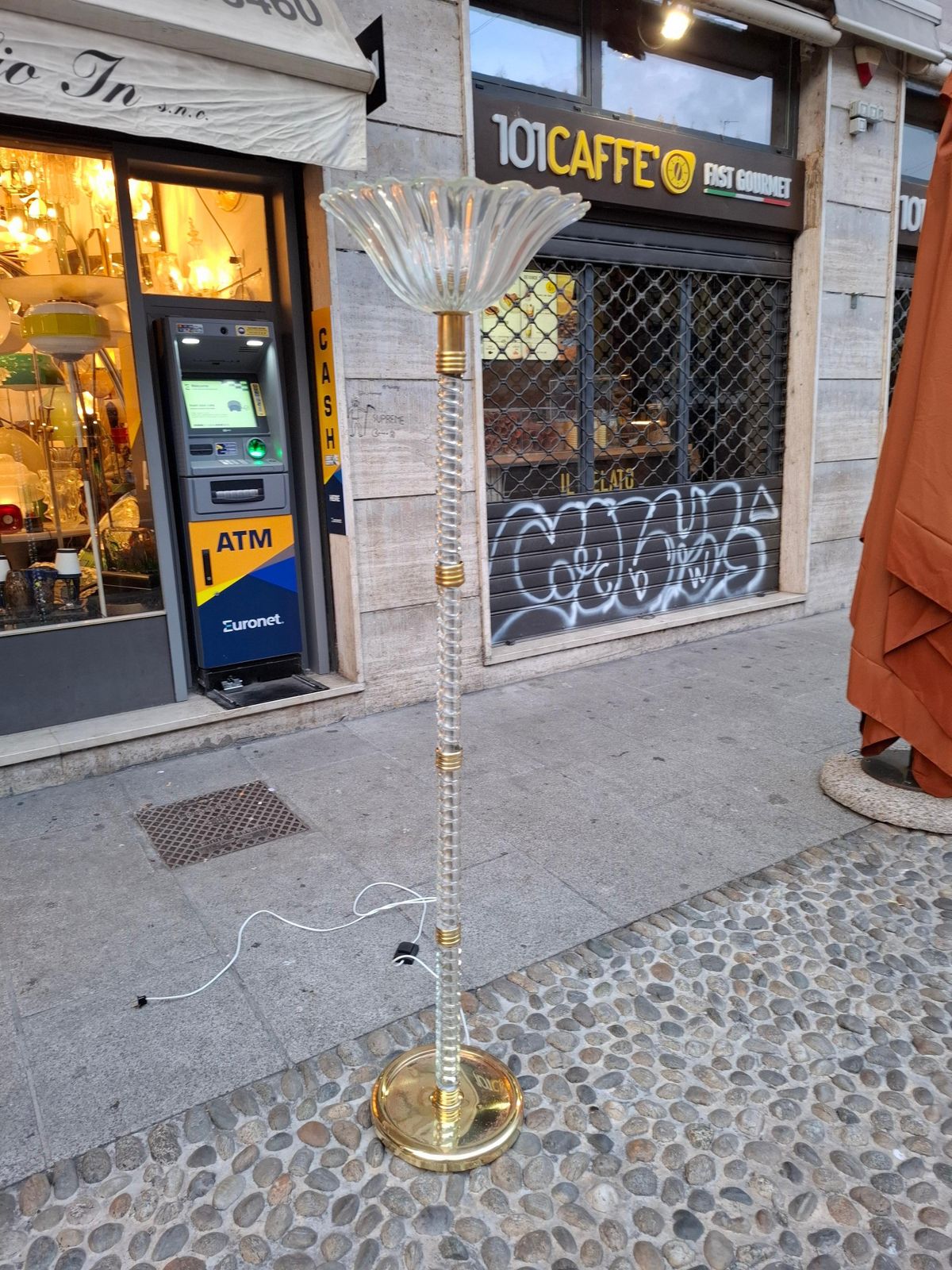 Seguso Lampada Da Terra Vetro Di Murano Ottone 1950 Italy photo buy
