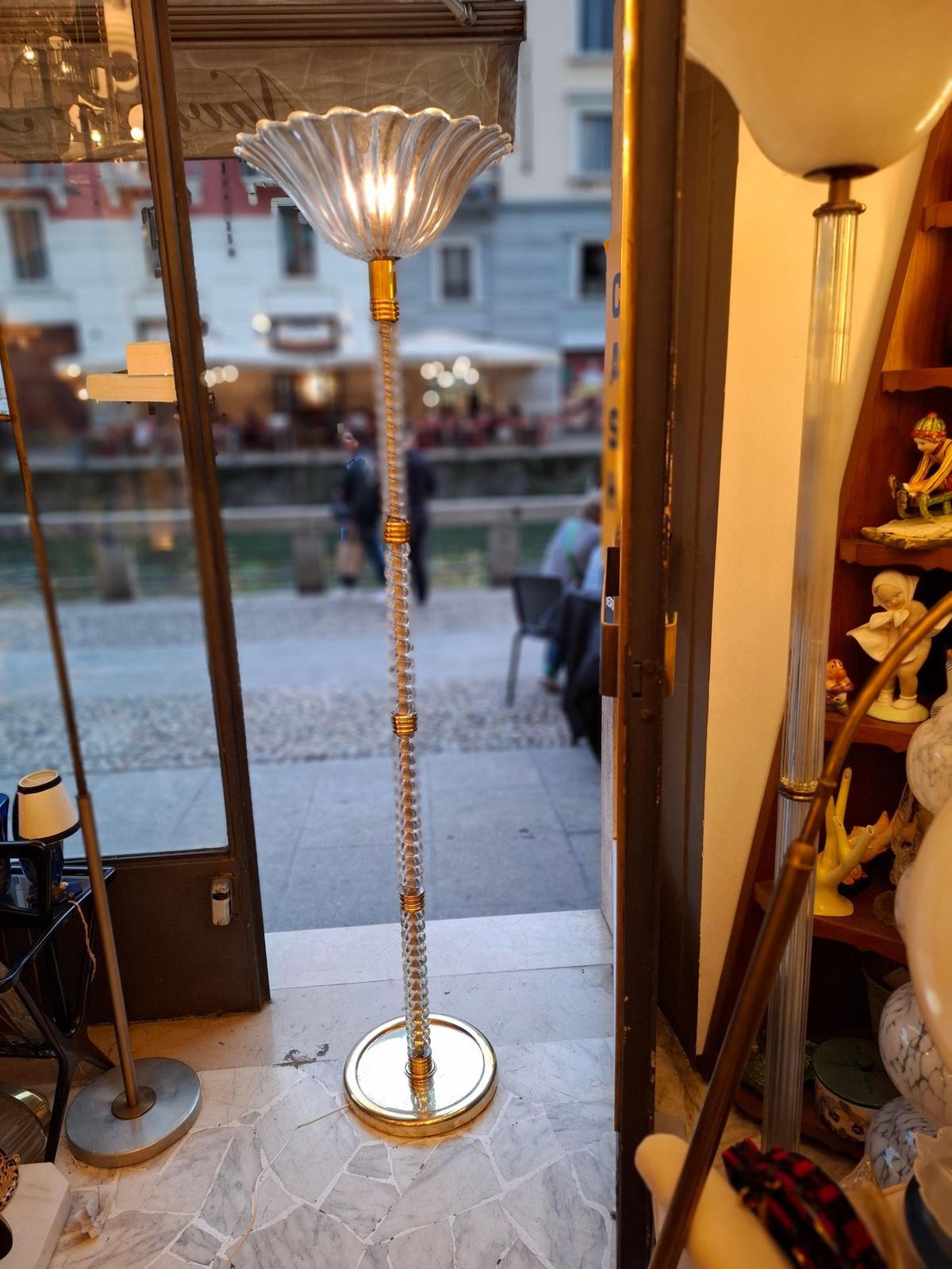Seguso Lampada Da Terra Vetro Di Murano Ottone 1950 Italy photo vintage