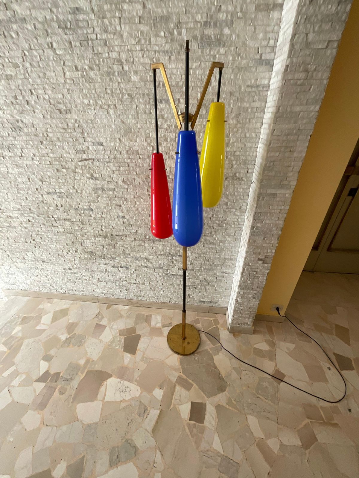 Stilnovo (Attribuita)   Lampada Da Terra Con 3 Vetri Di Murano   Italia 1960 photo buy